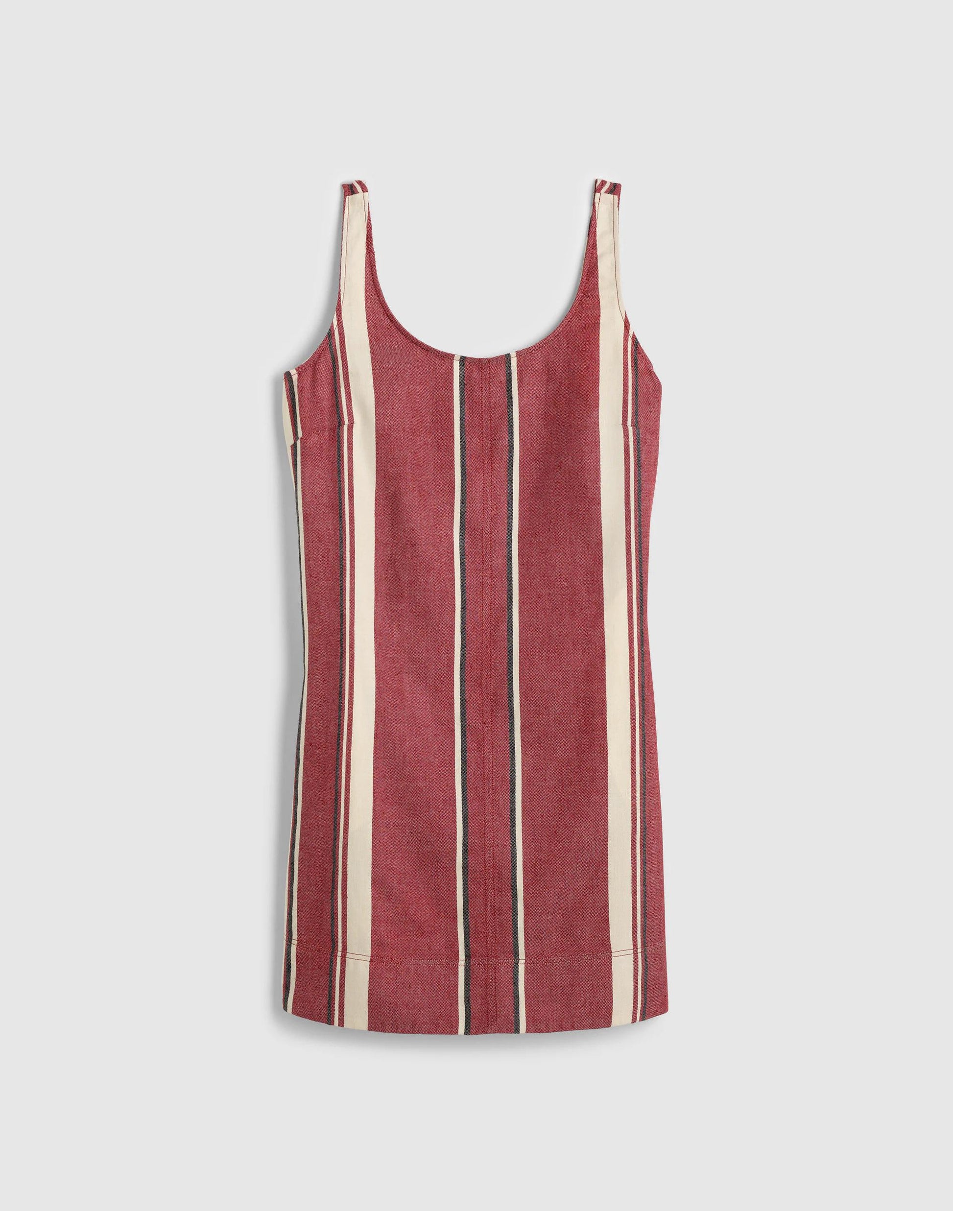 Madewell Scoopneck Mini Shift Dress in 100% Linen Red Currant