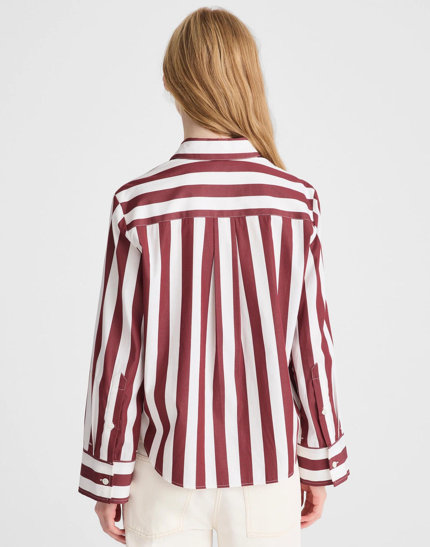 Madewell The Signature Y-Neck Shirt in Poplin Dusty Merlot