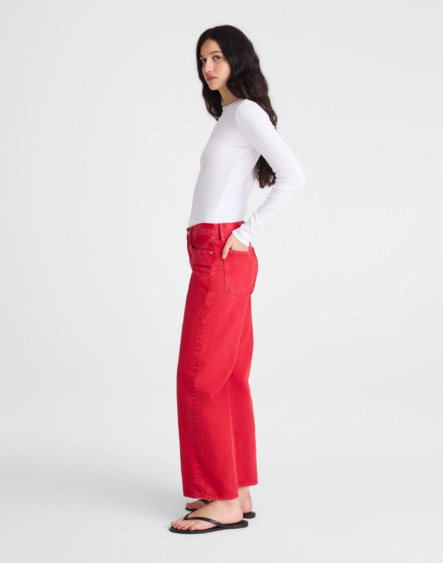 Madewell Low-Slung Baggy Crop Jean Varsity Red