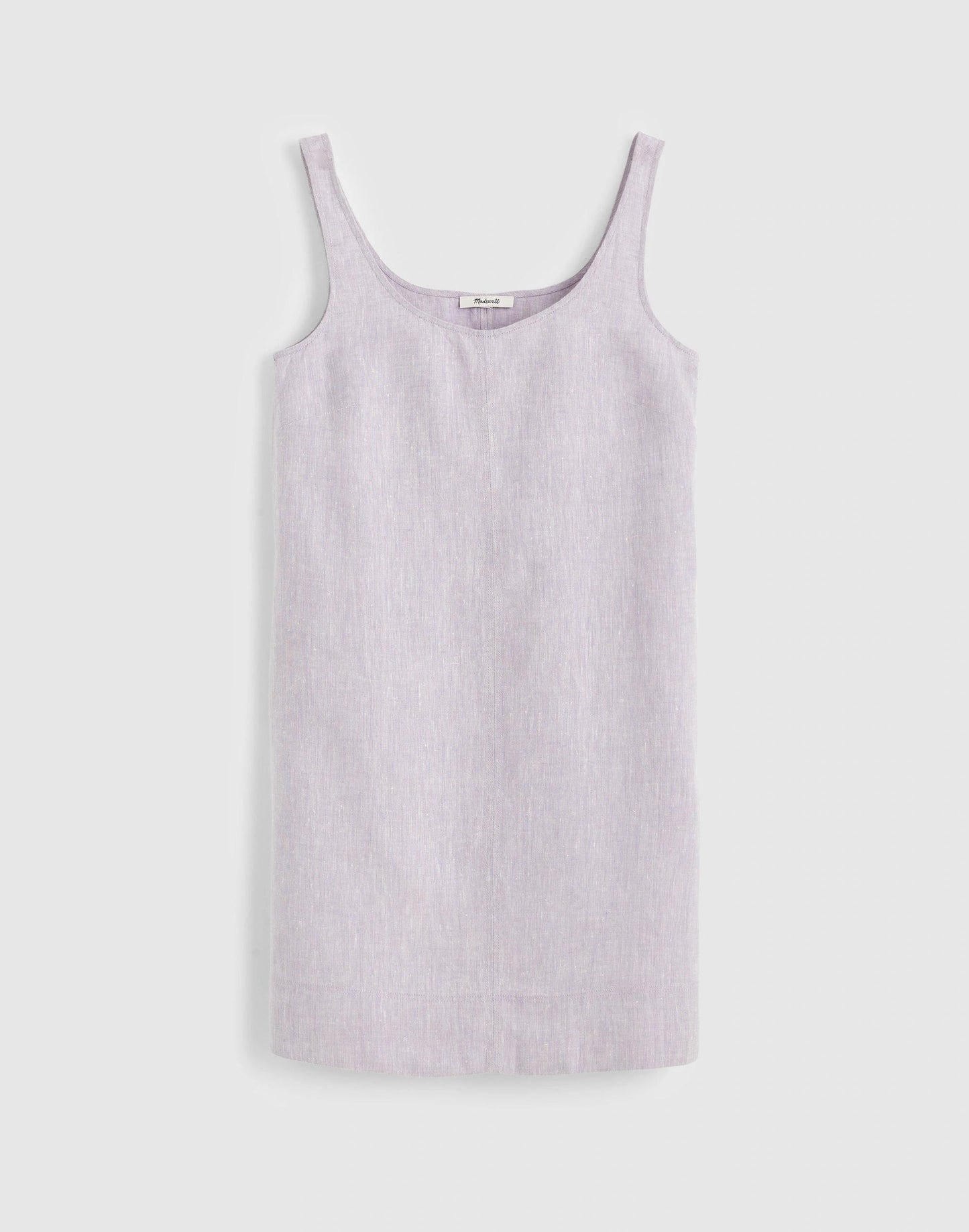 Madewell Scoopneck Mini Shift Dress in 100% Linen Lilac Chambray