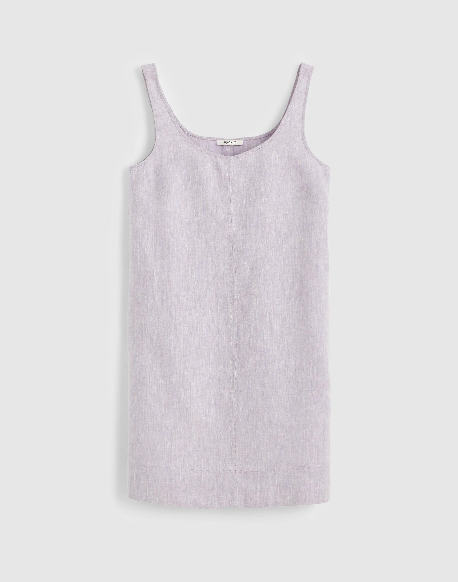Madewell Scoopneck Mini Shift Dress in 100% Linen Lilac Chambray