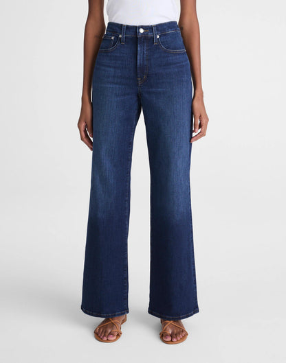 Madewell The Wide-Leg Jean in Super Stretch Denim Deep Ocean Wash