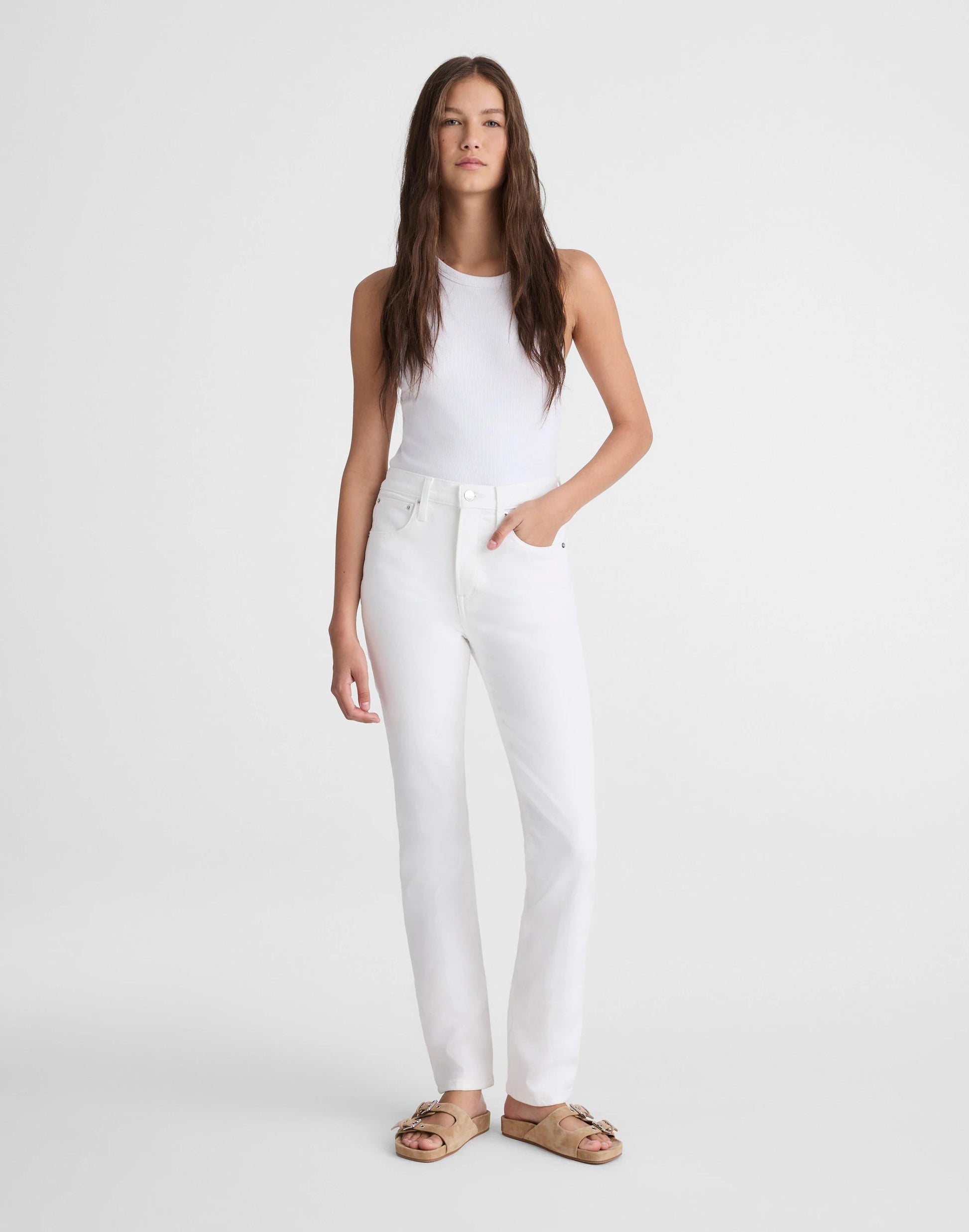 Madewell The Pencil Jean in Super Stretch Denim Tile White