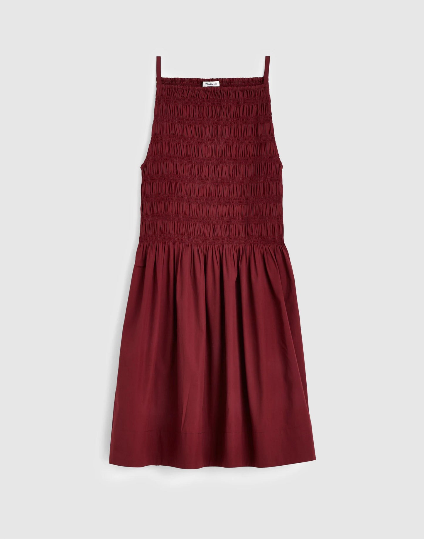Madewell Smocked High-Neck Mini Dress Dusty Merlot