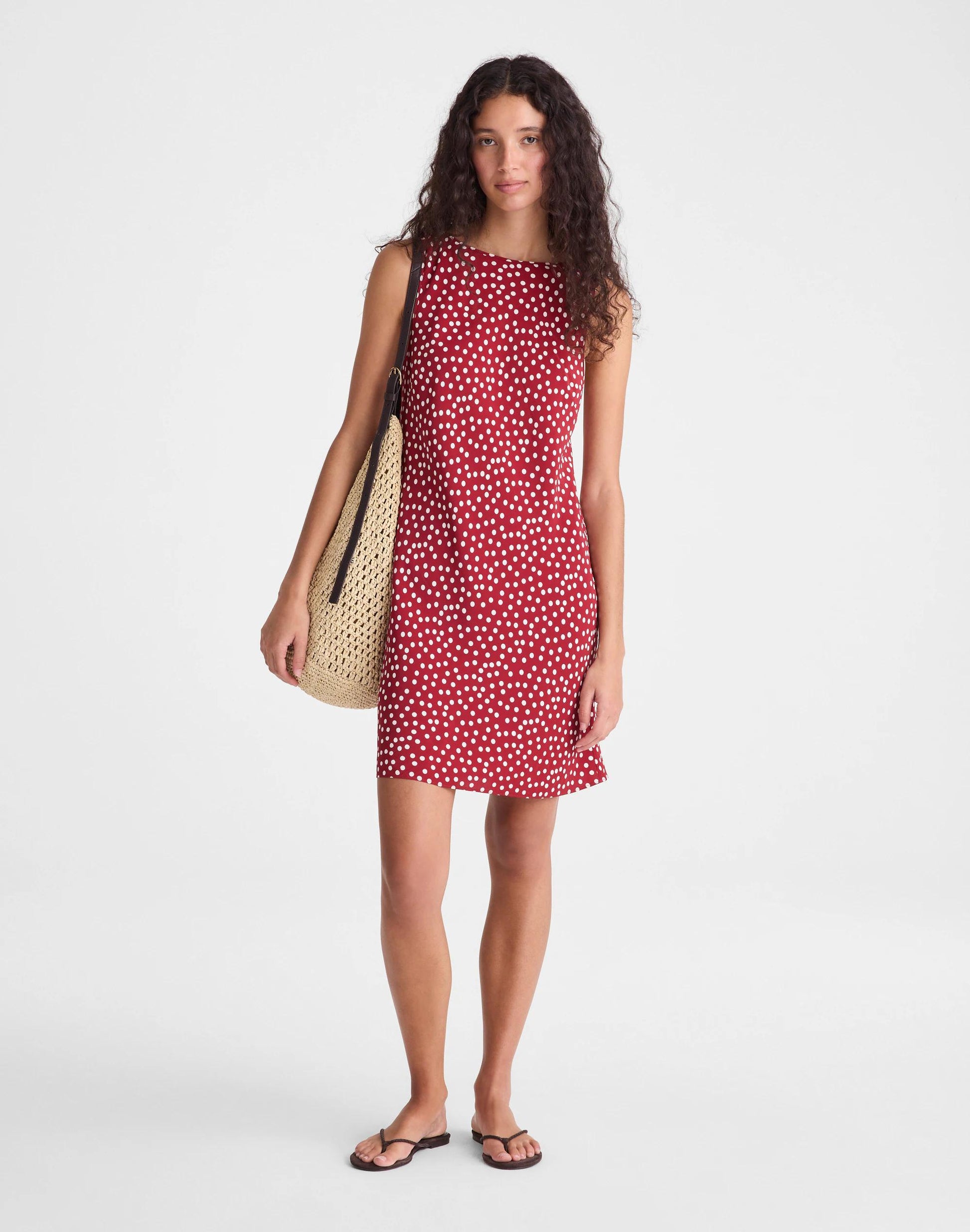 Madewell Boatneck Sleeveless Mini Dress Red Currant