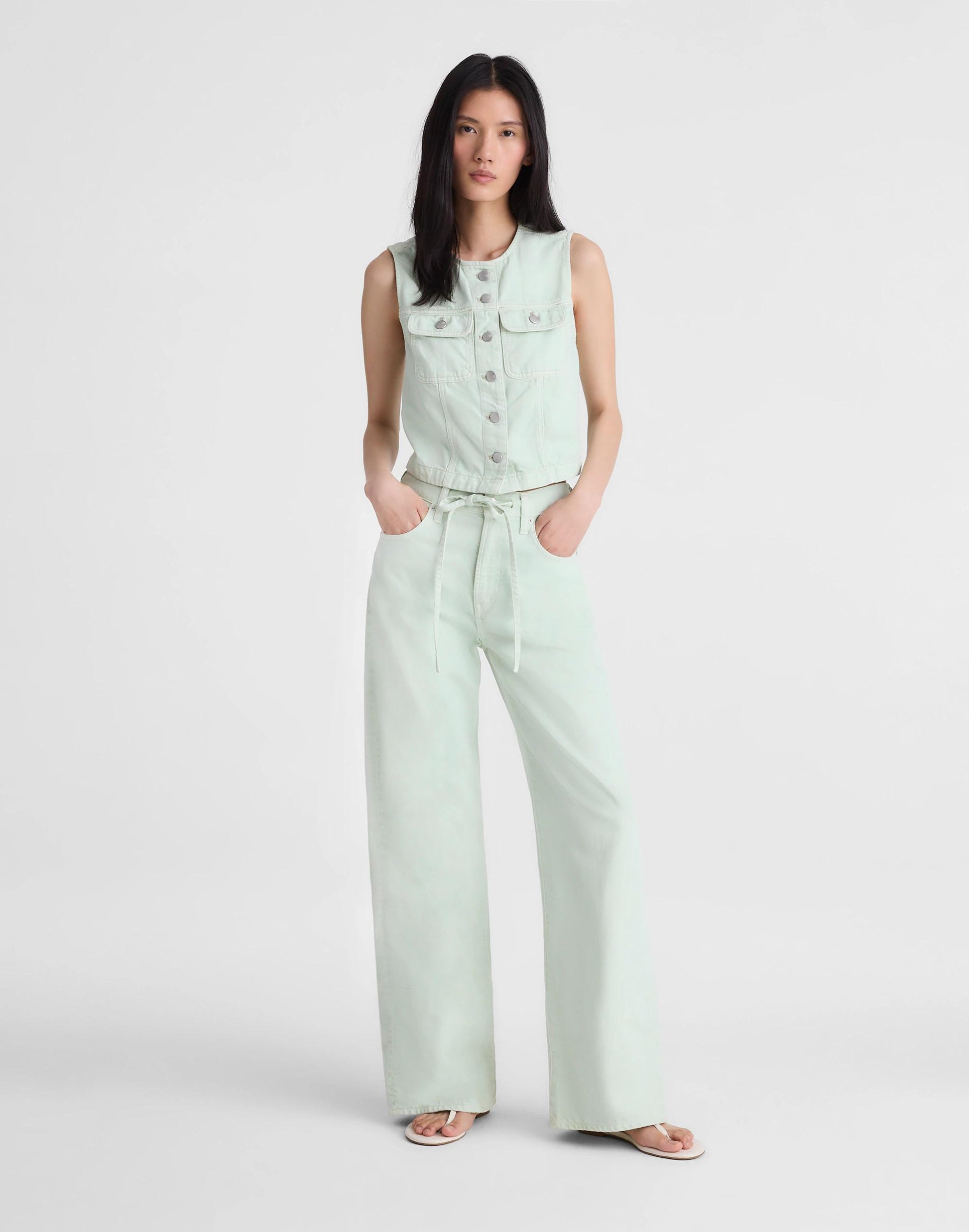 Madewell Madewell x Shopbop Airy Denim Crop Vest Storied Sea