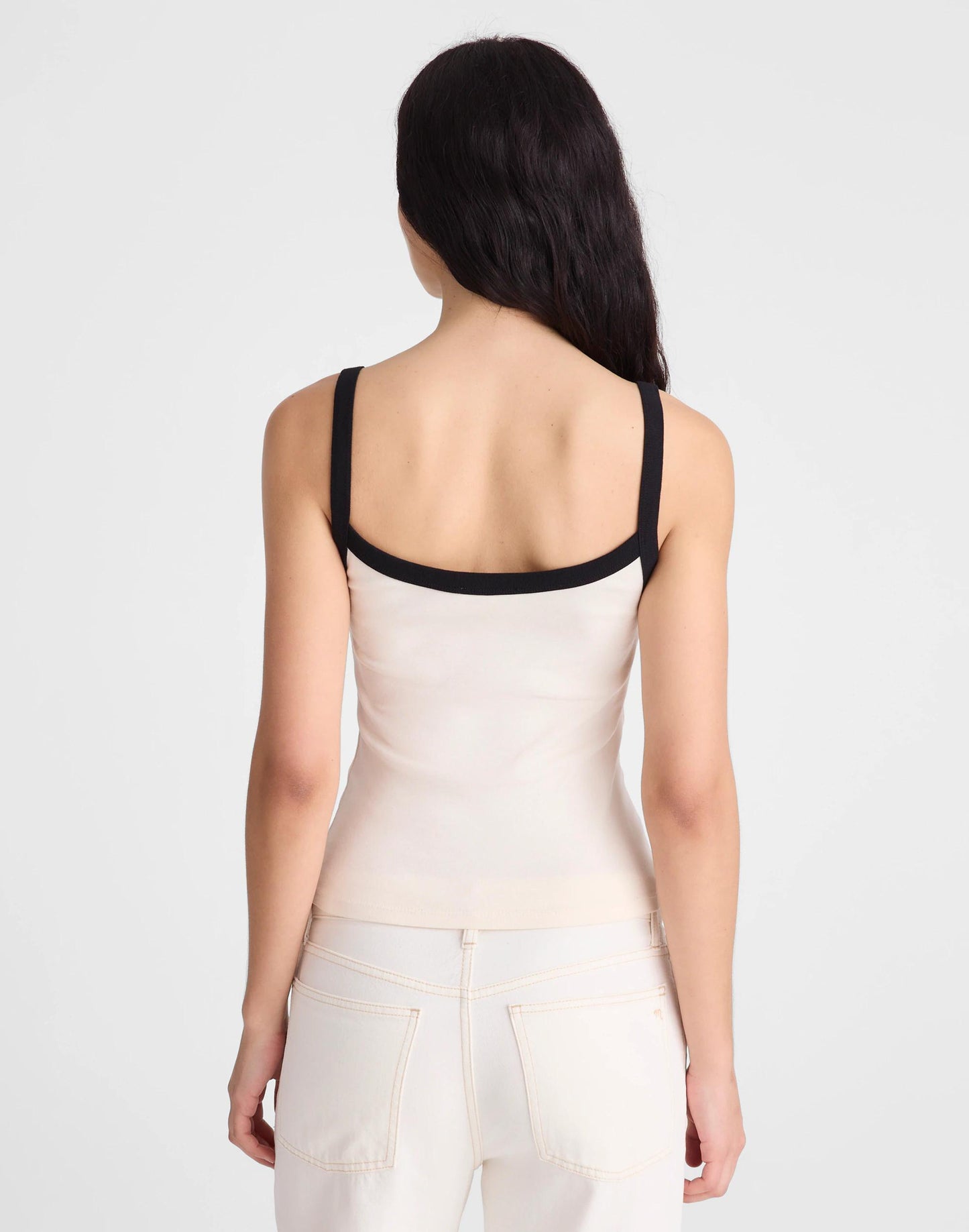 Madewell The '90s Cami in Compact Cotton Ivory Black