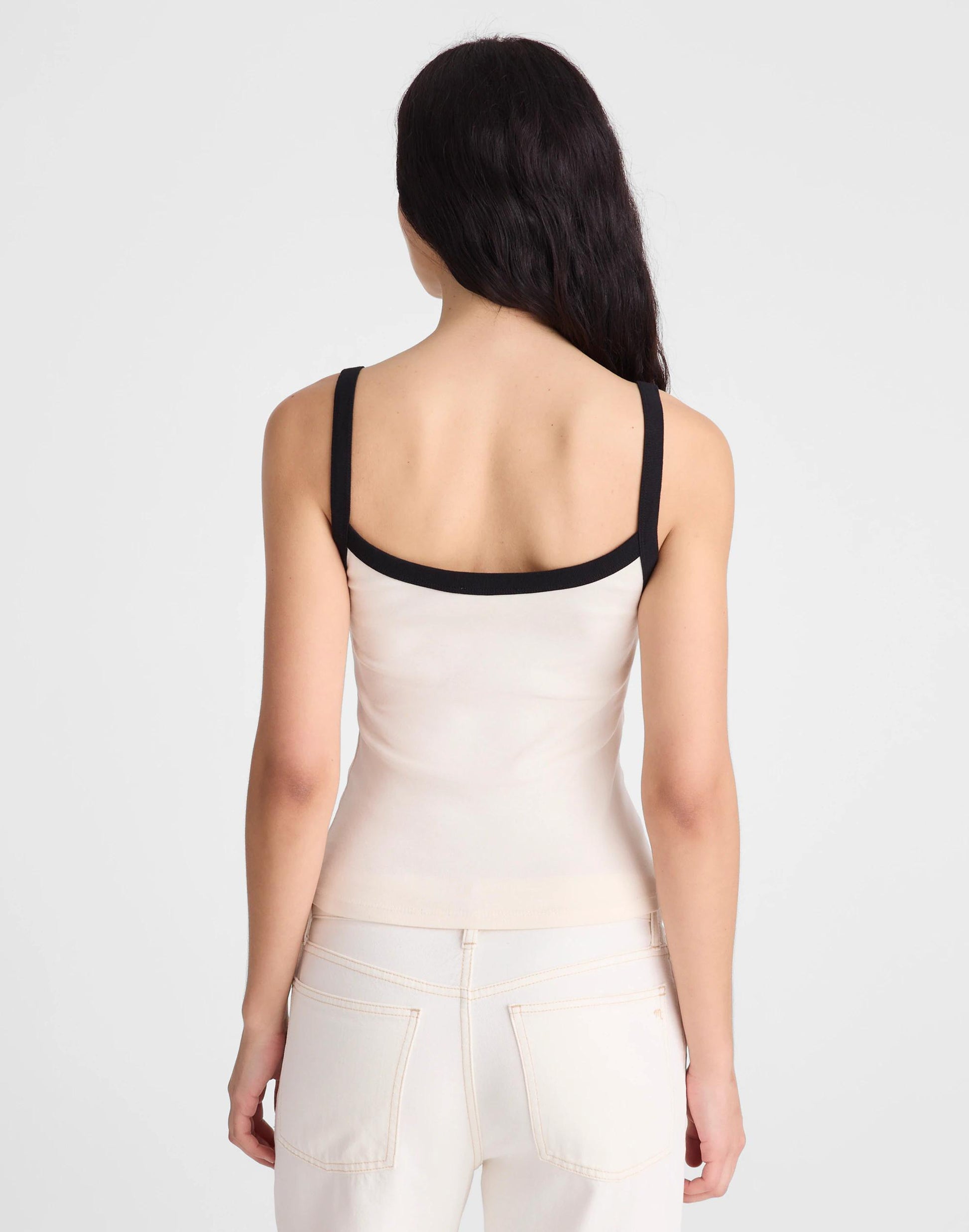 Madewell The '90s Cami in Compact Cotton Ivory Black