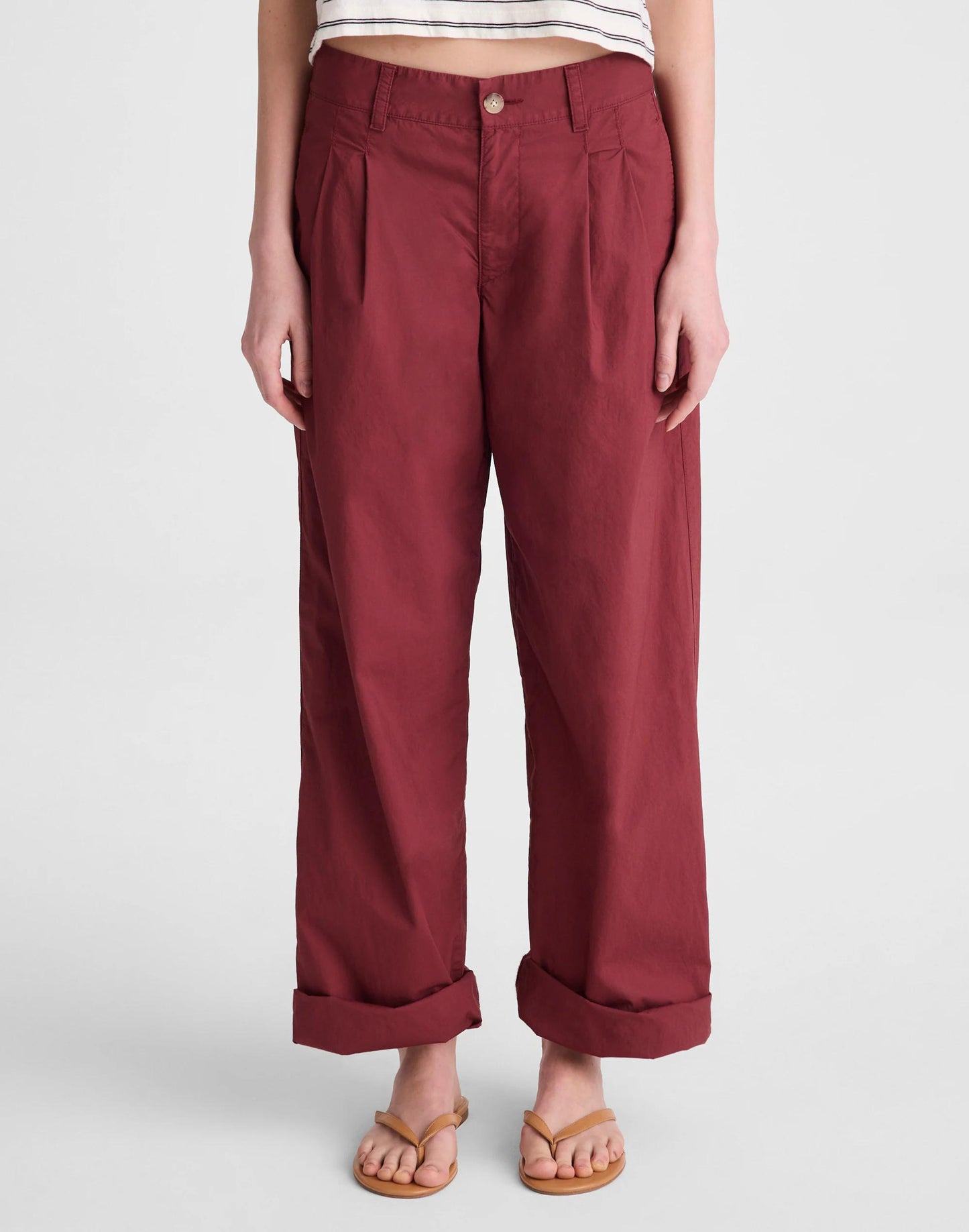 Madewell The Everyday Trouser in Poplin Dusty Merlot