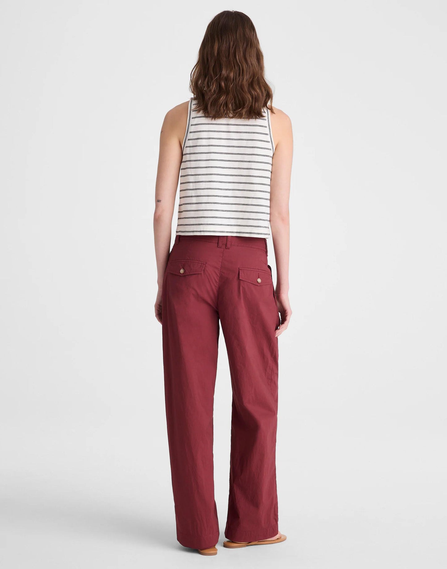 Madewell The Everyday Trouser in Poplin Dusty Merlot