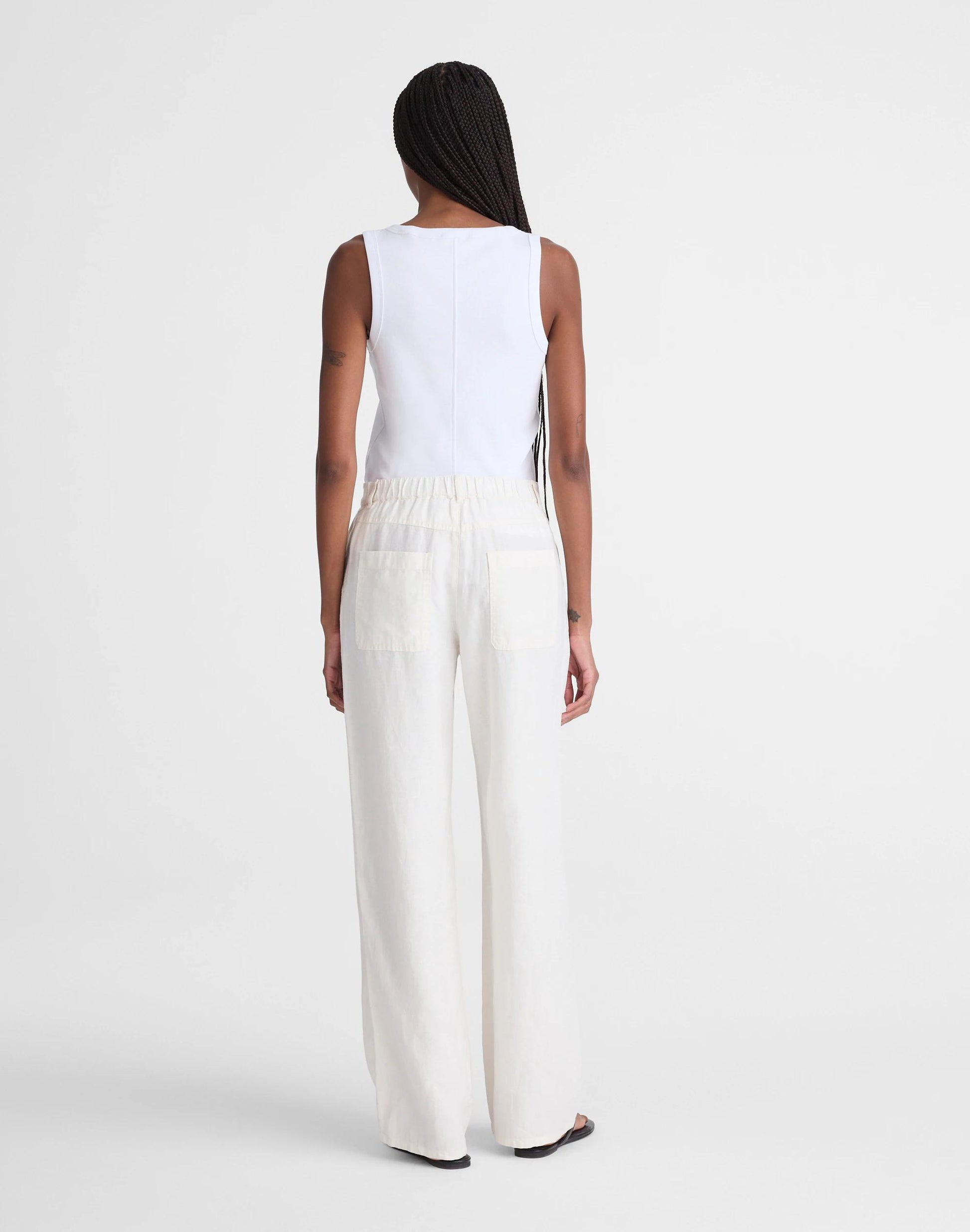Madewell The Zoe Relaxed Straight Pant in 100% Linen Ivory Linen