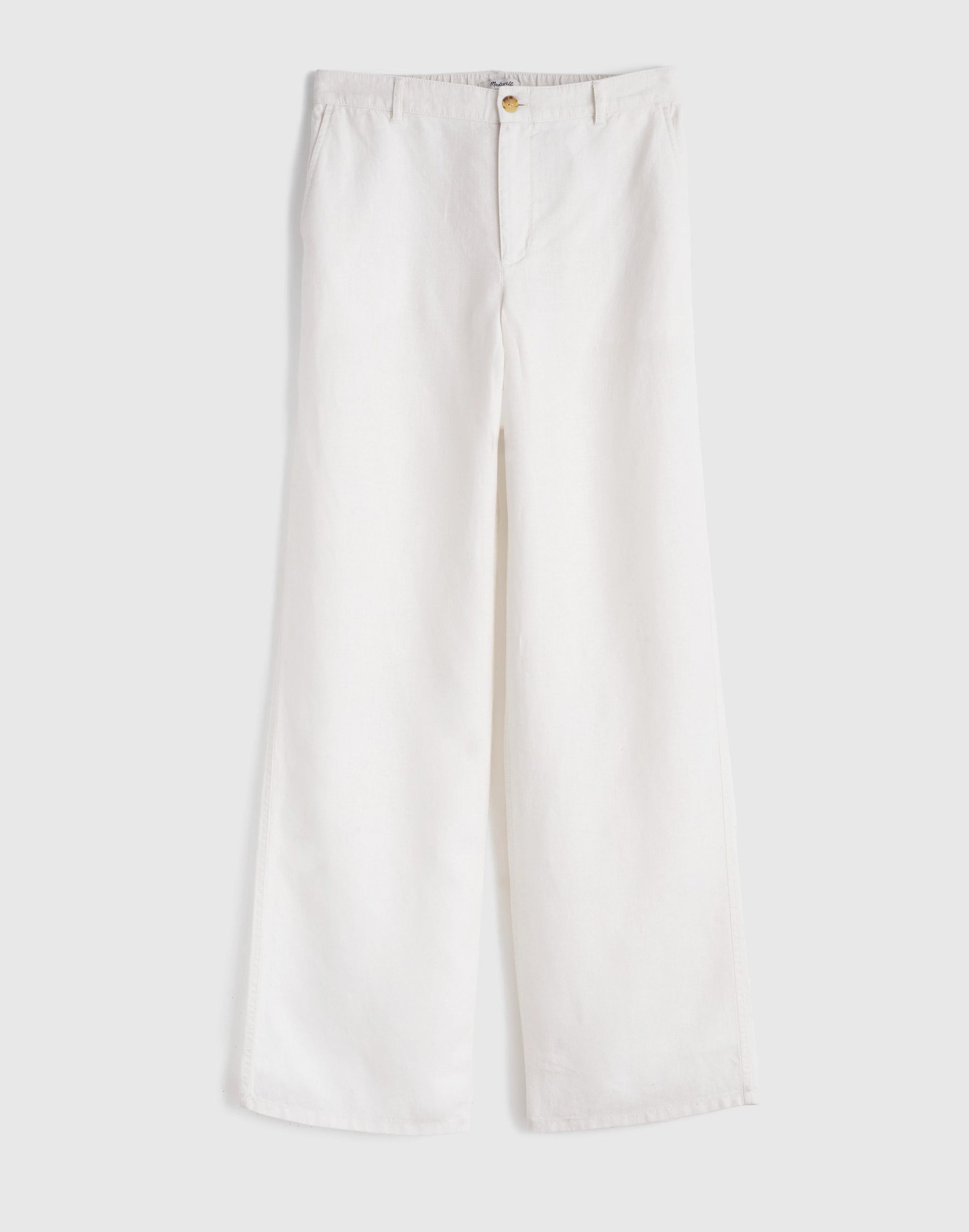 Madewell The Zoe Relaxed Straight Pant in 100% Linen Ivory Linen