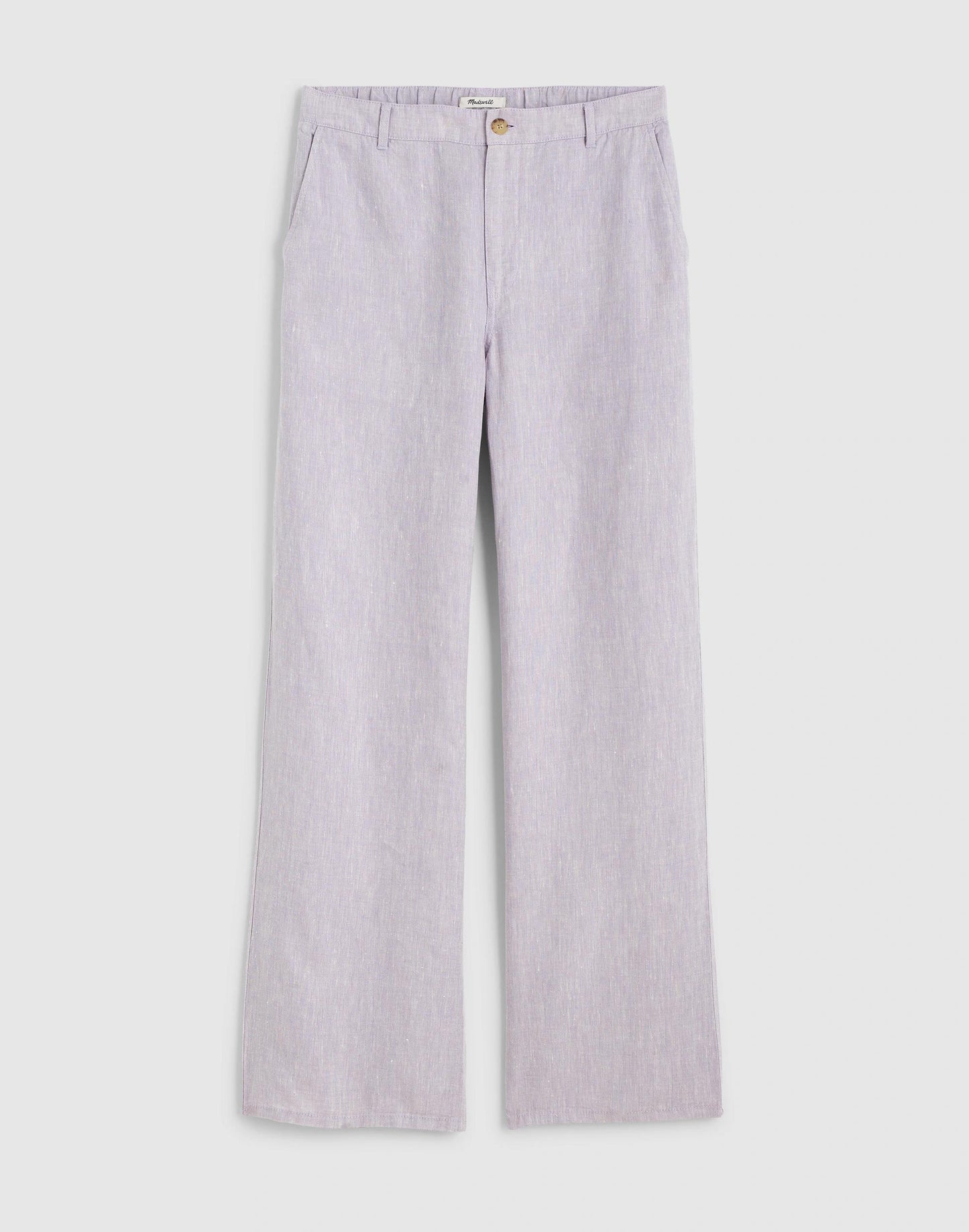 Madewell The Zoe Relaxed Straight Pant in 100% Linen Lilac Chambray