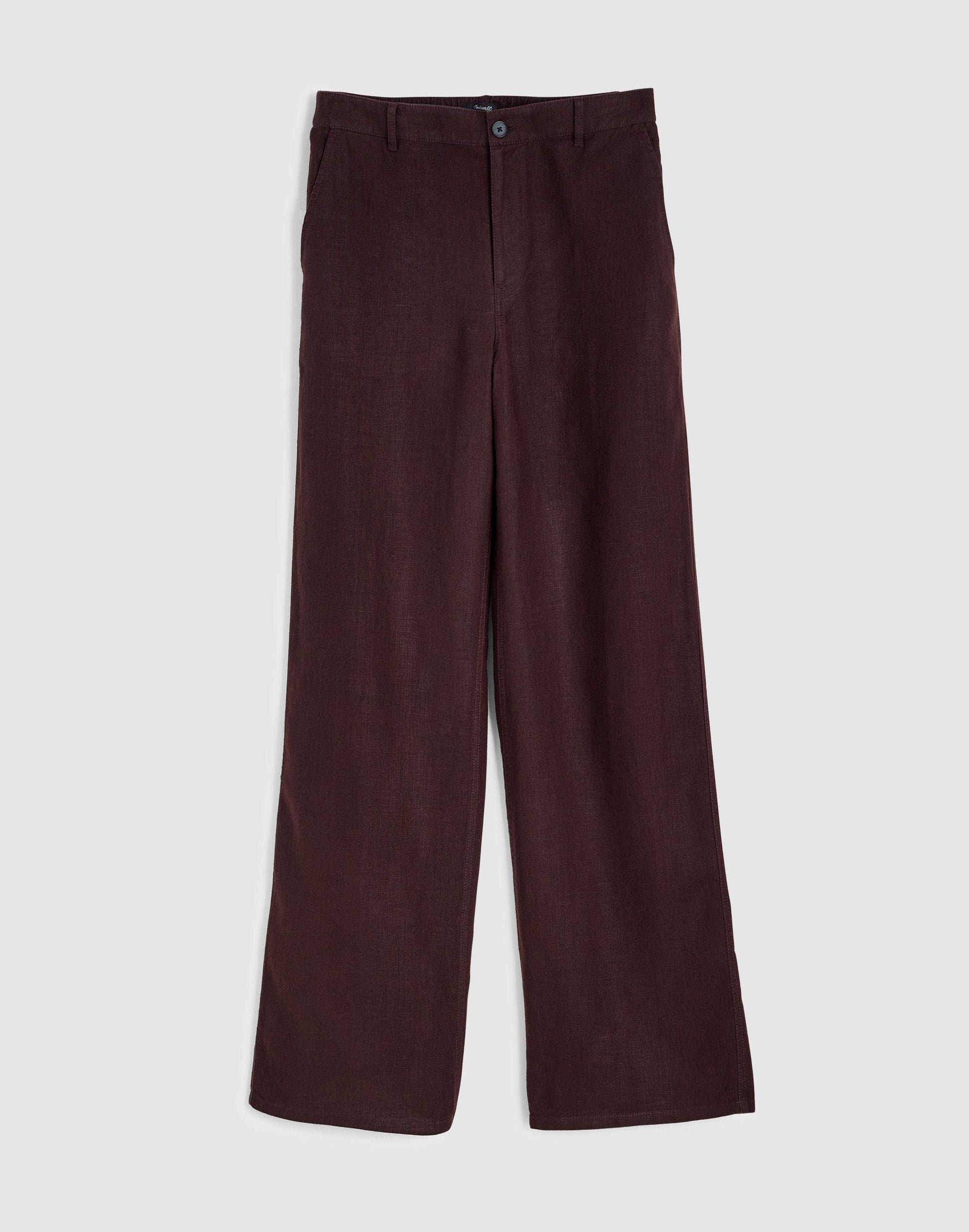 Madewell The Zoe Relaxed Straight Pant in 100% Linen Cocoa
