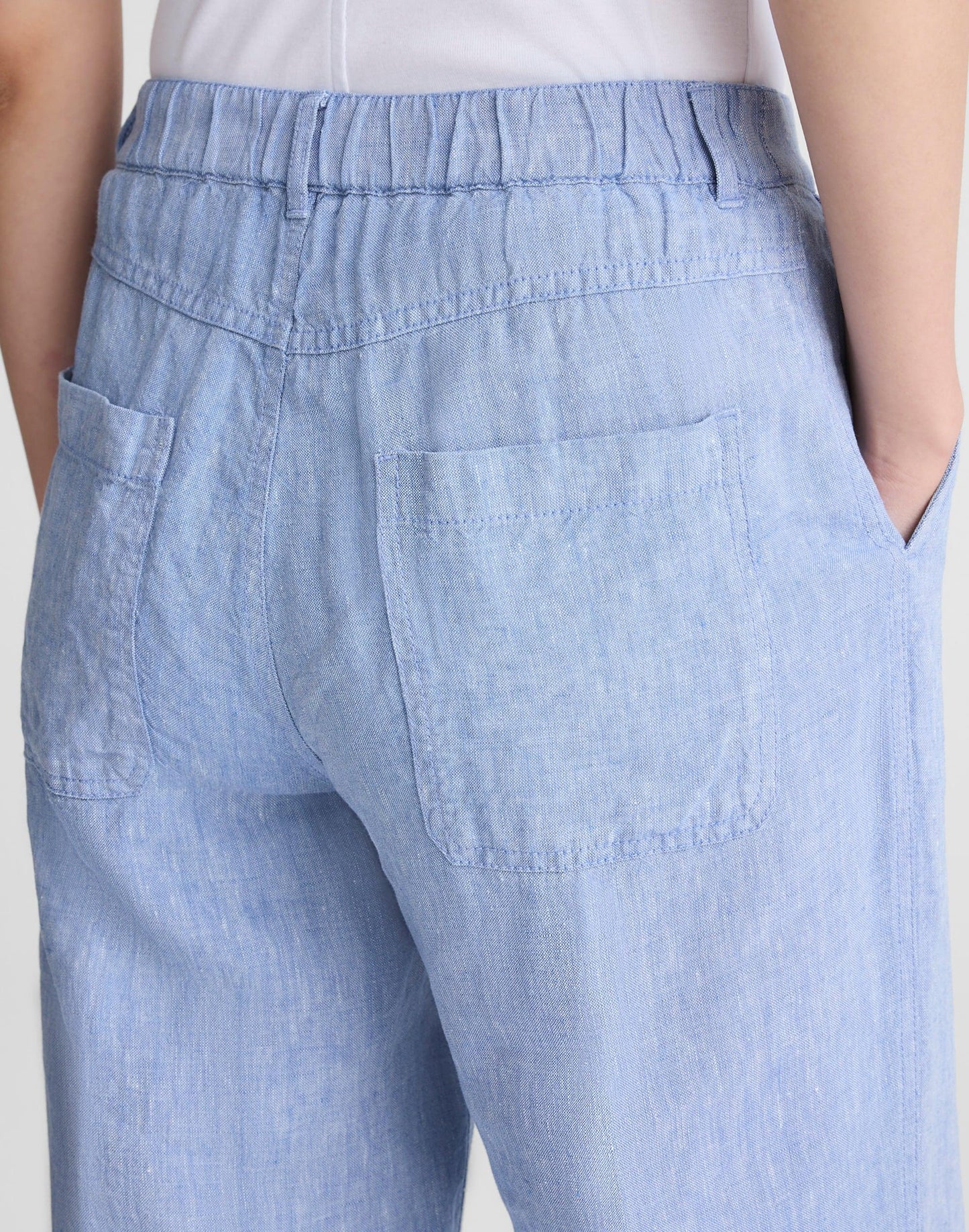 Madewell The Zoe Relaxed Straight Pant in 100% Linen Sunfaded Blue