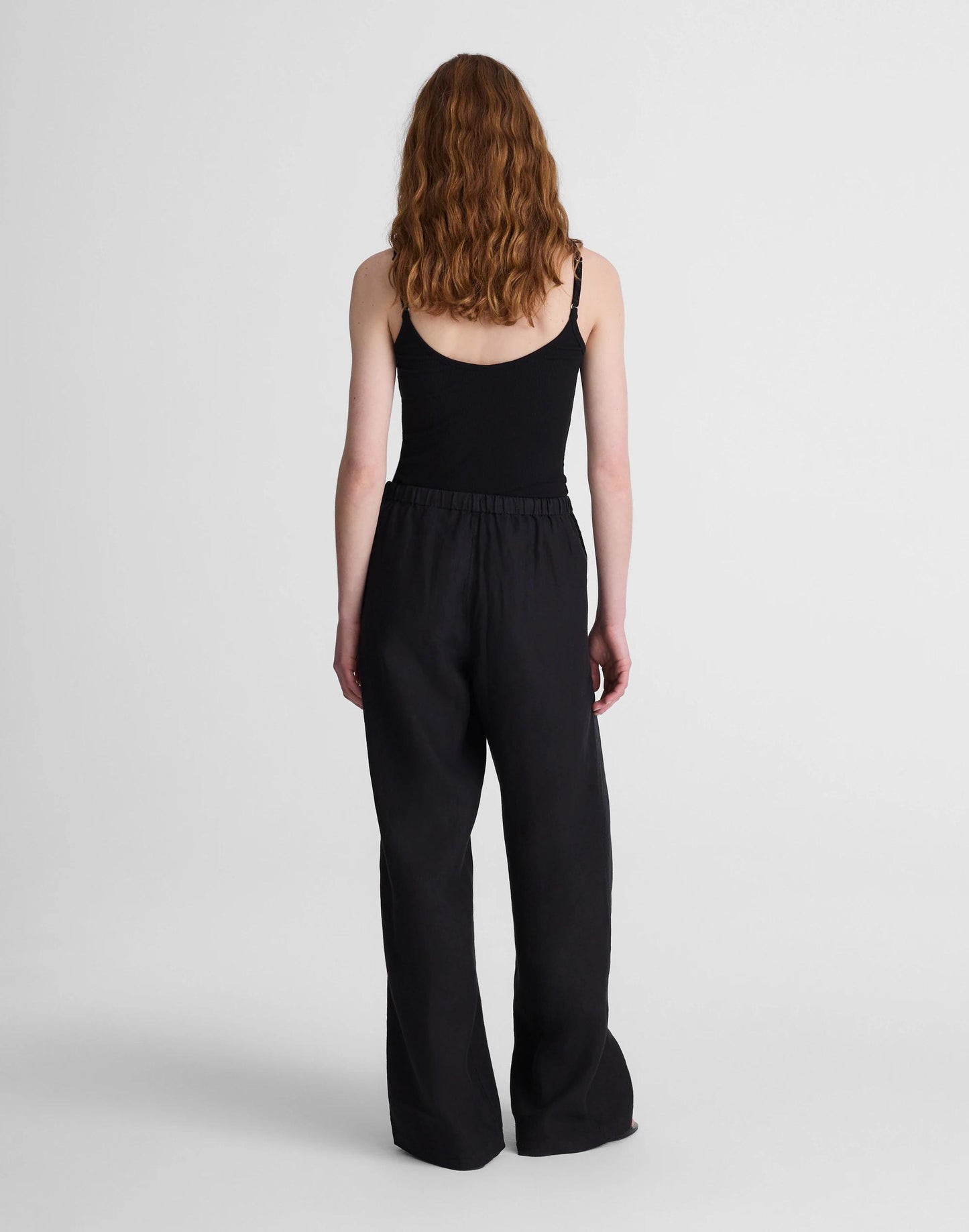 Madewell Pull-On Pants in 100% Linen Jet Black