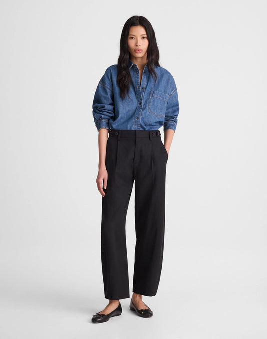 Madewell The Barrel-Leg Pant in Drapey Twill True Black