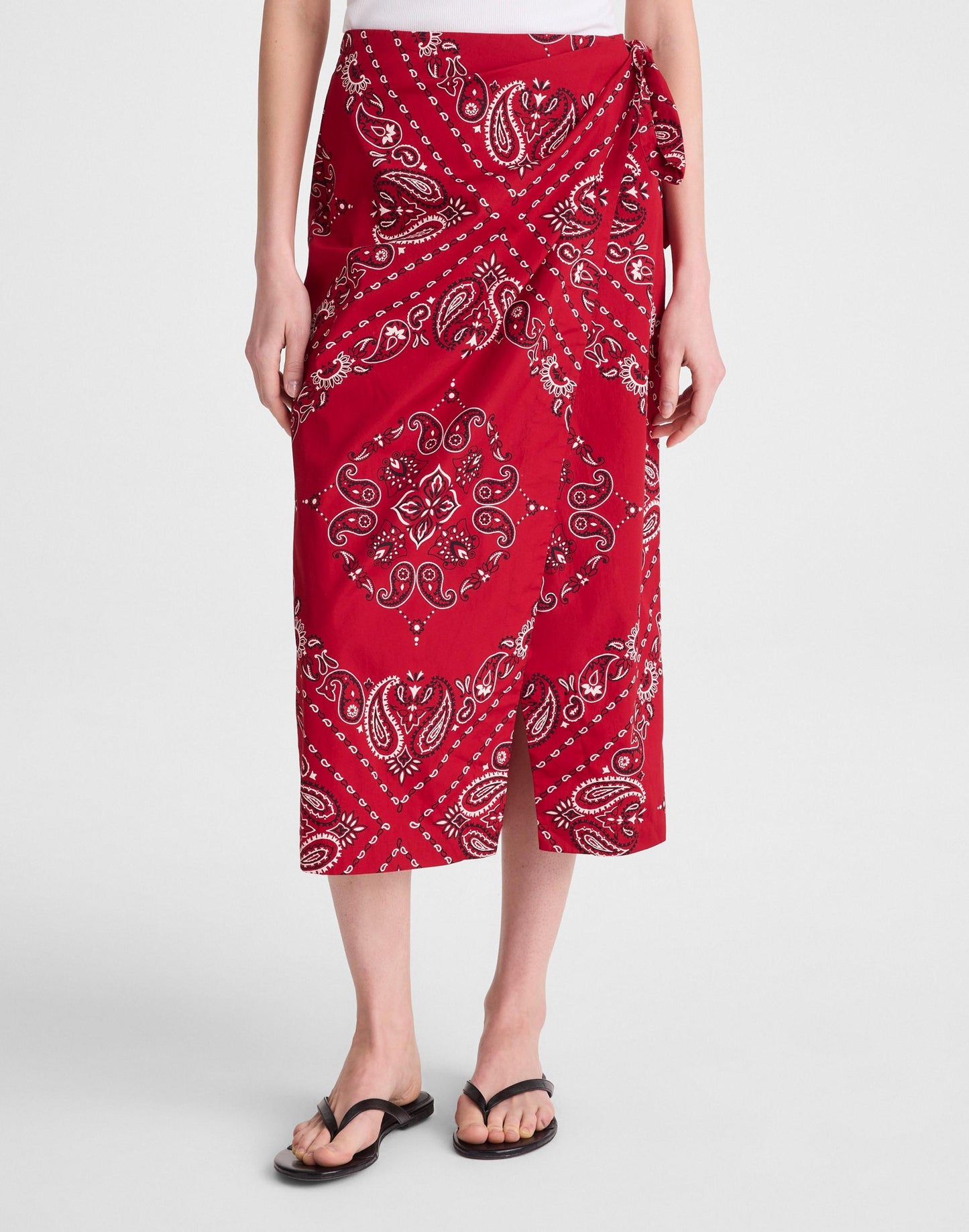 Madewell Midi Wrap Skirt in Poplin Chili Pepper