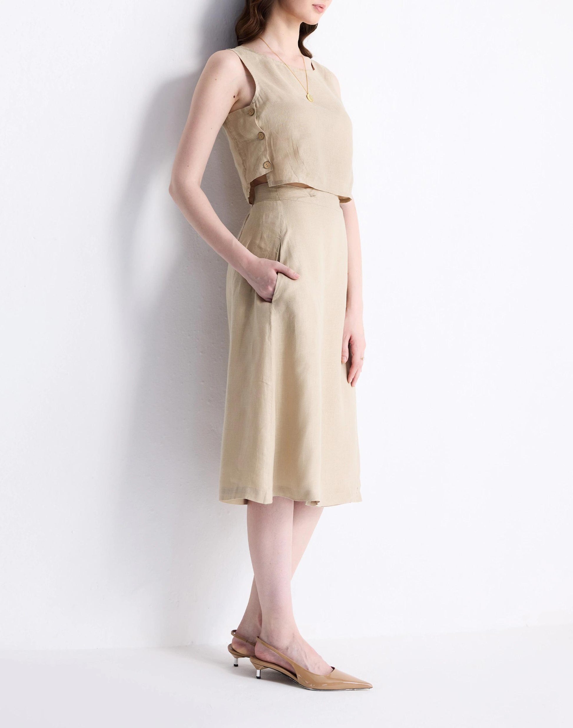 Madewell Reistor® Overlap Midi Skirt in 100% Neutral Beige Hemp Beige