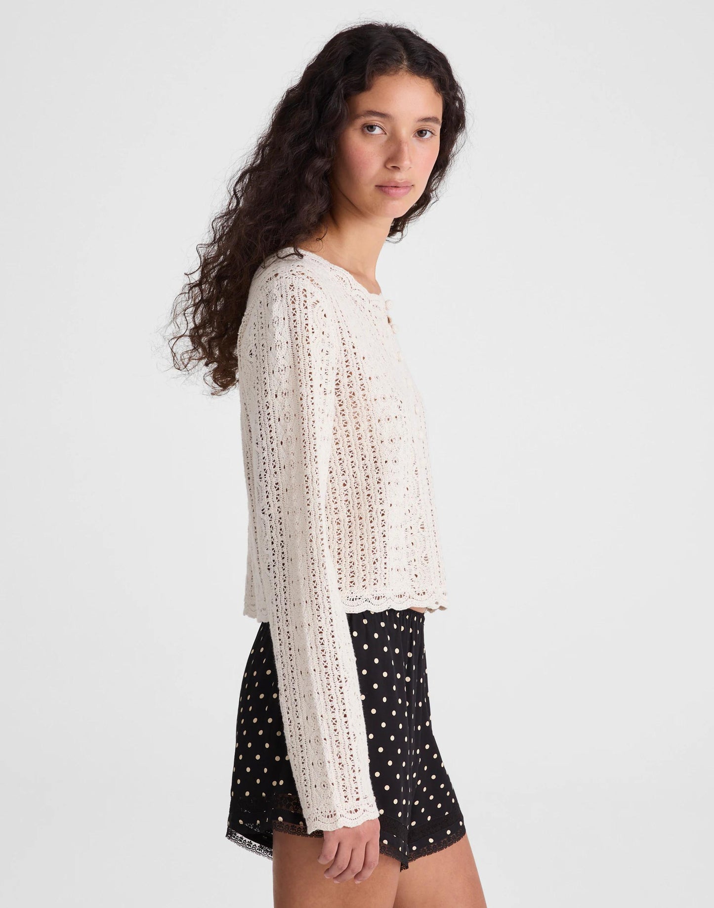 Madewell Open-Knit Lace Cardigan Vintage Ivory