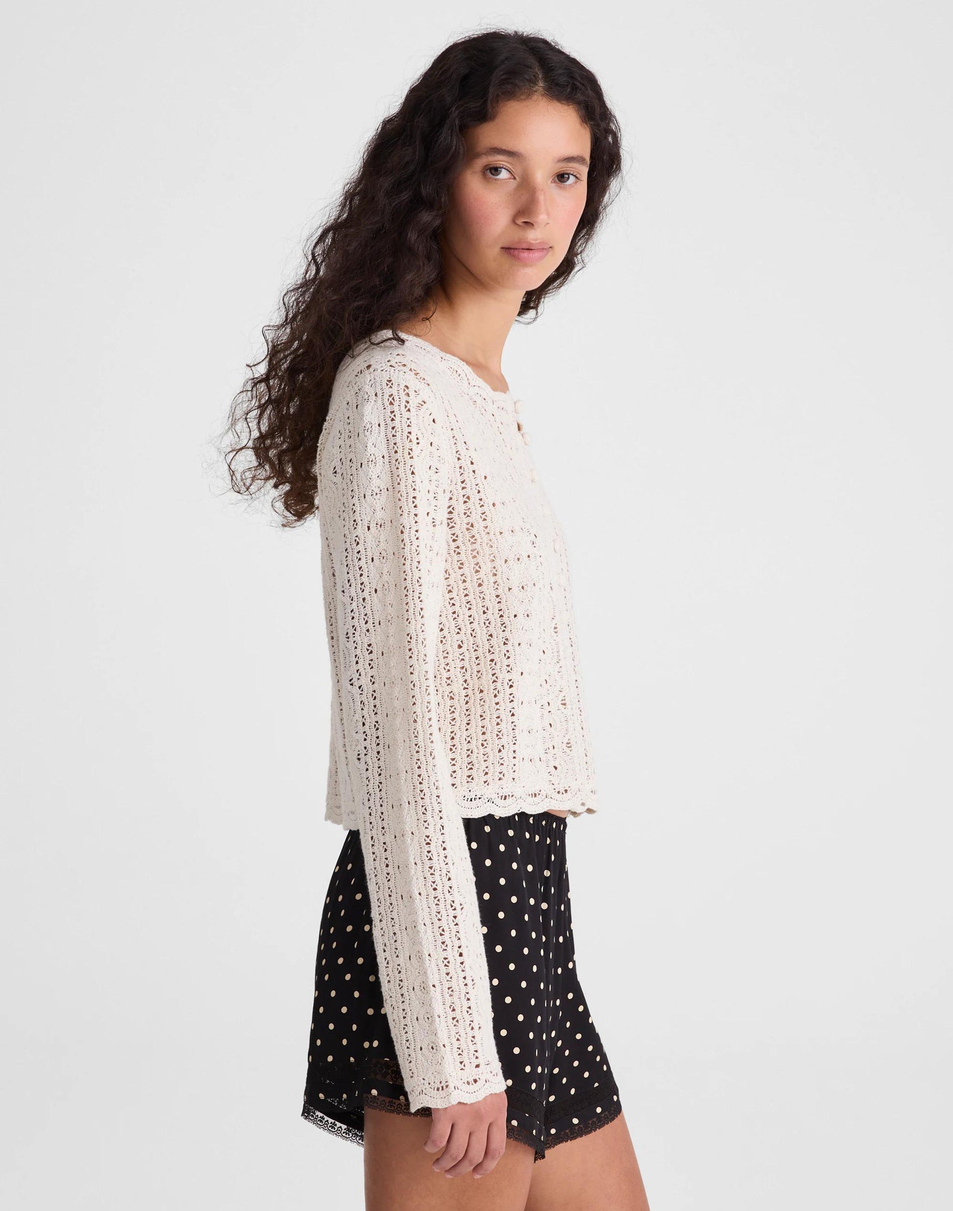 Madewell Open-Knit Lace Cardigan Vintage Ivory