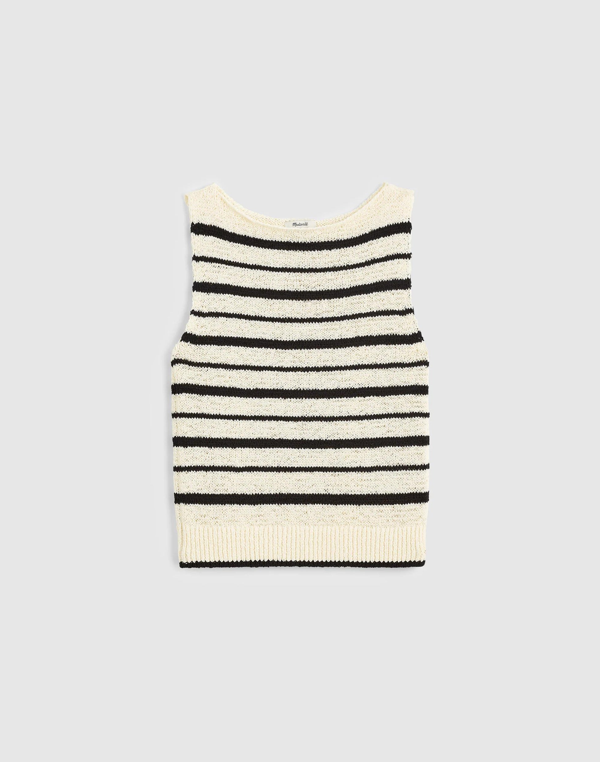 Madewell Boatneck Sweater Tank Ivory And Black Stripe