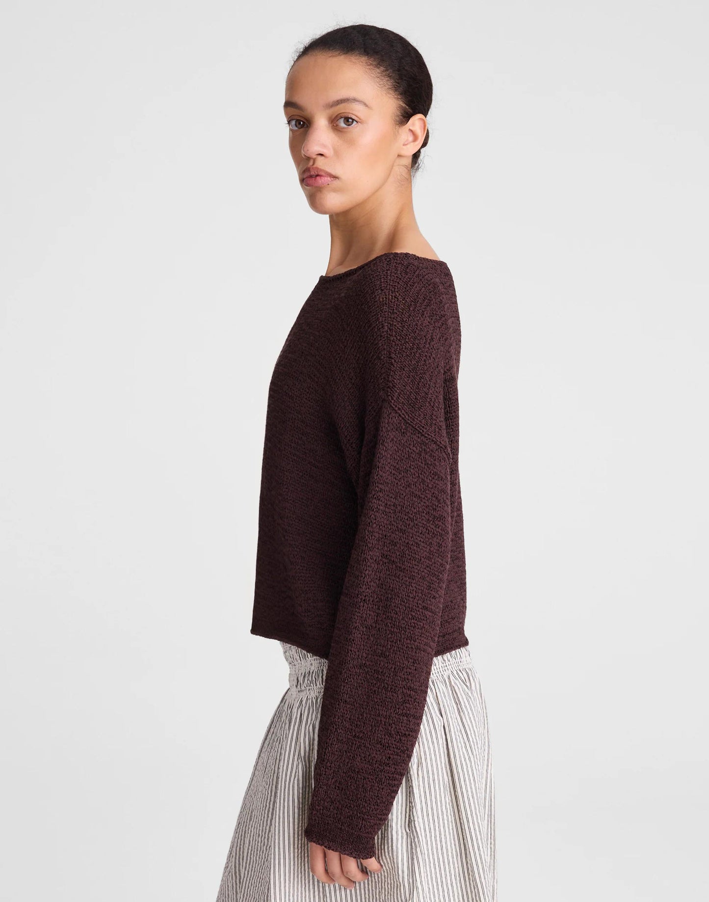 Madewell Boatneck Pullover Sweater Burnt Cocoa