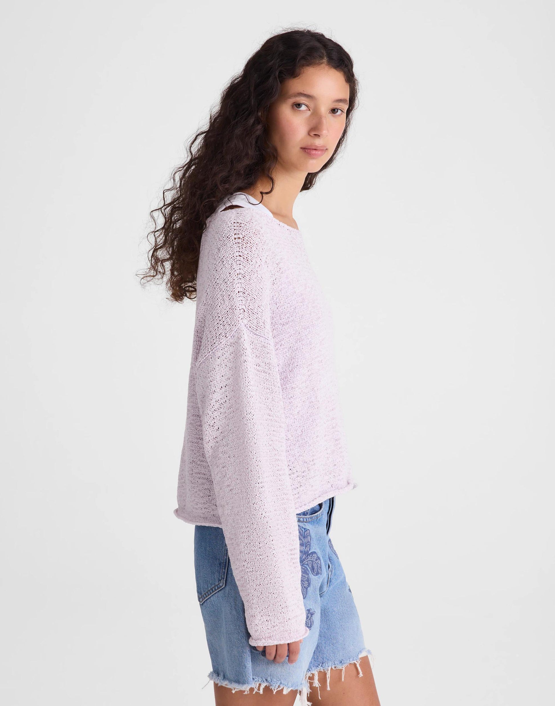 Madewell Boatneck Pullover Sweater Marble Lilac