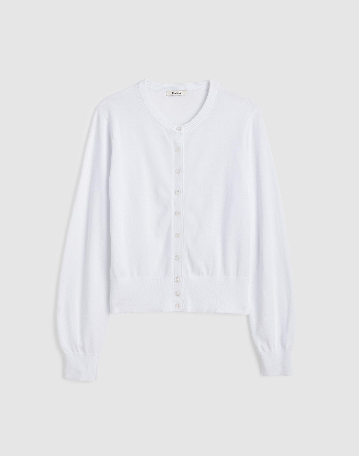 Madewell Button-Front Cardigan in 100% Cotton White