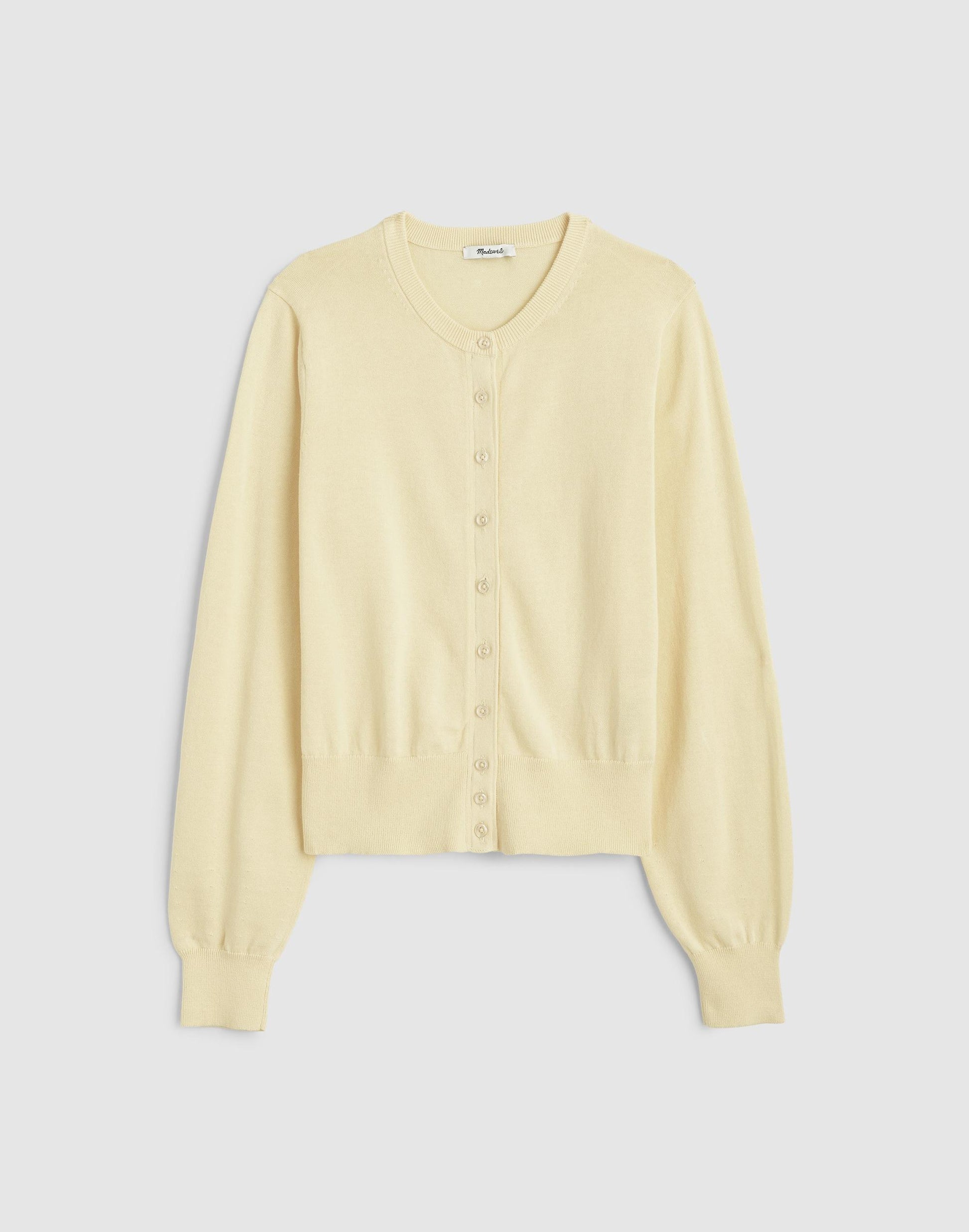 Madewell Button-Front Cardigan in 100% Cotton Candlelight