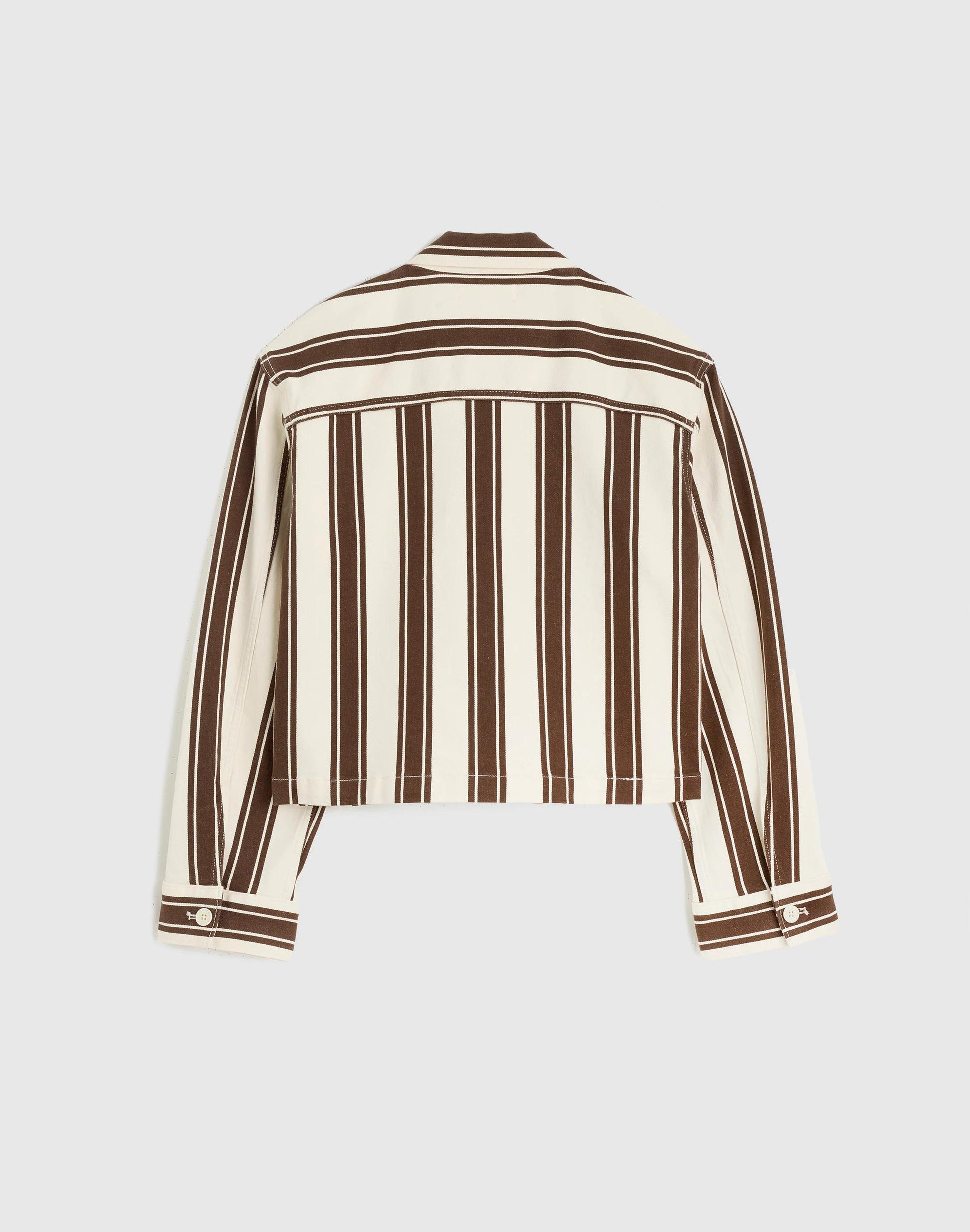 Madewell Cropped Button-Front Jacket Dark Brown Stripe