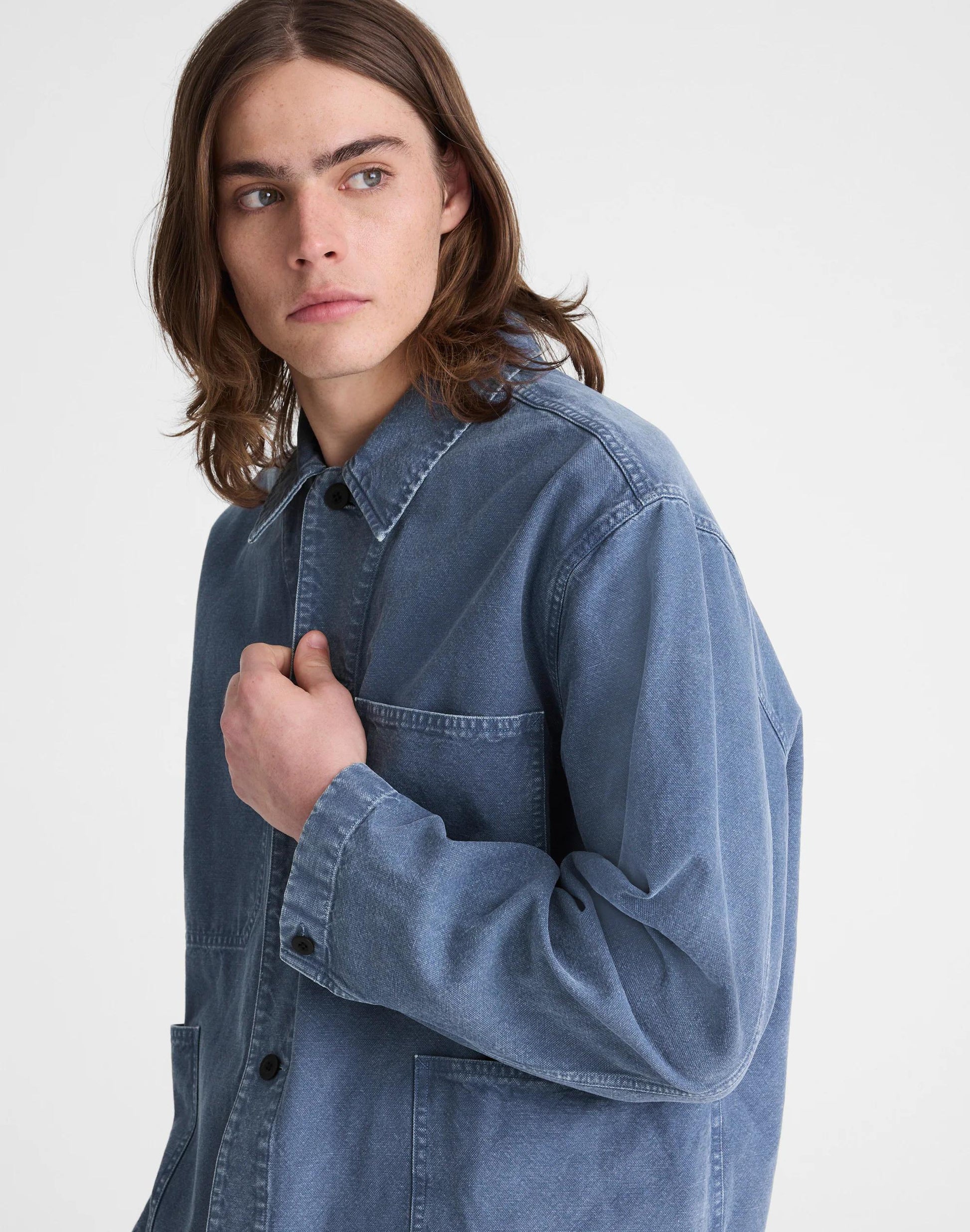 Madewell Chore Jacket in Cotton-Hemp Blend French Blue
