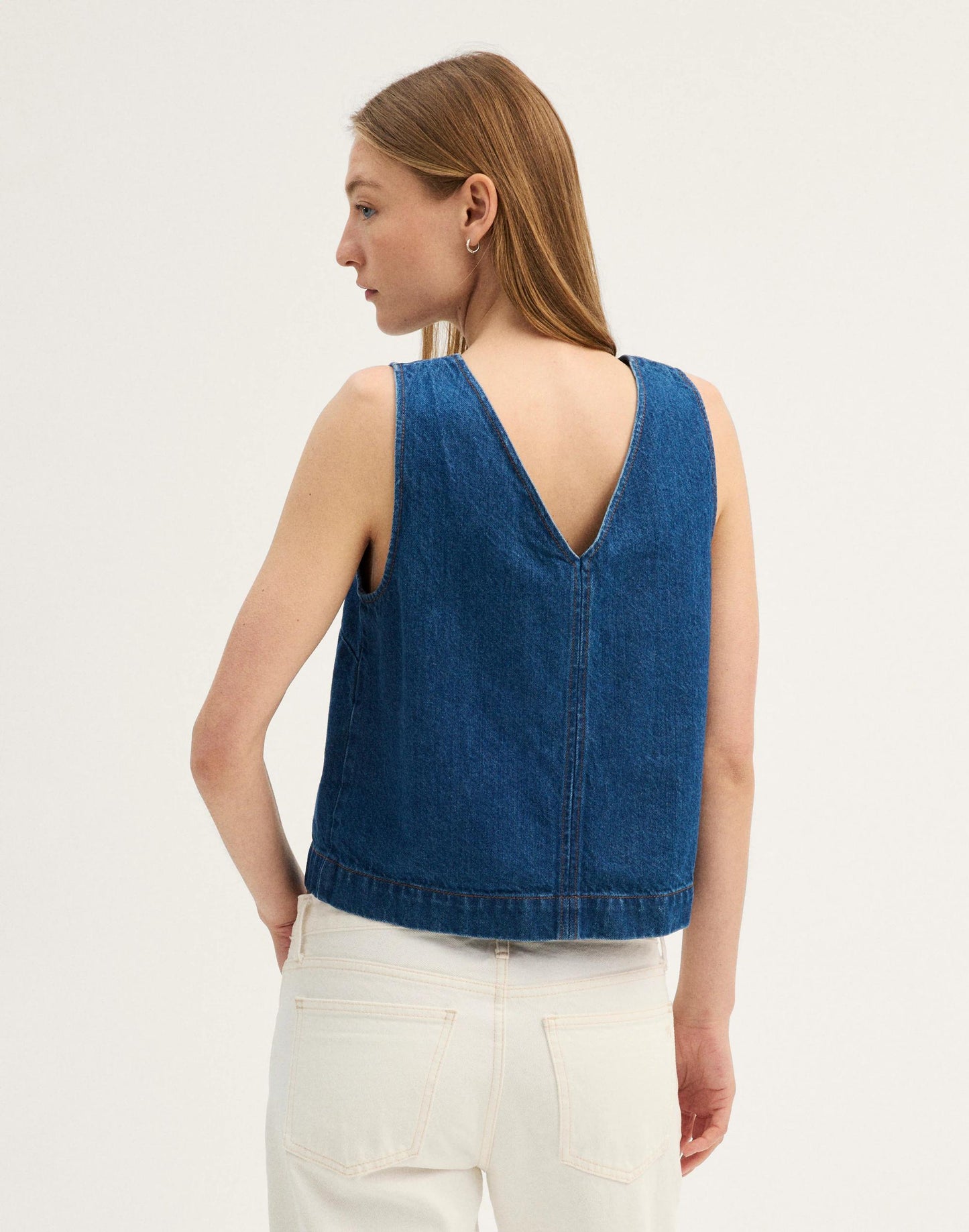 Madewell Denim V-Neck Shell Top Marina Blue