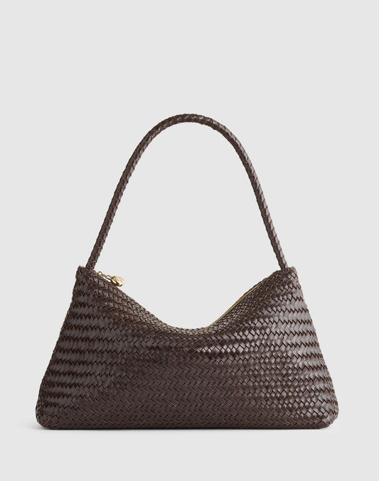 Madewell The Signature Woven Zip Top Shoulder Bag Coffee Bean