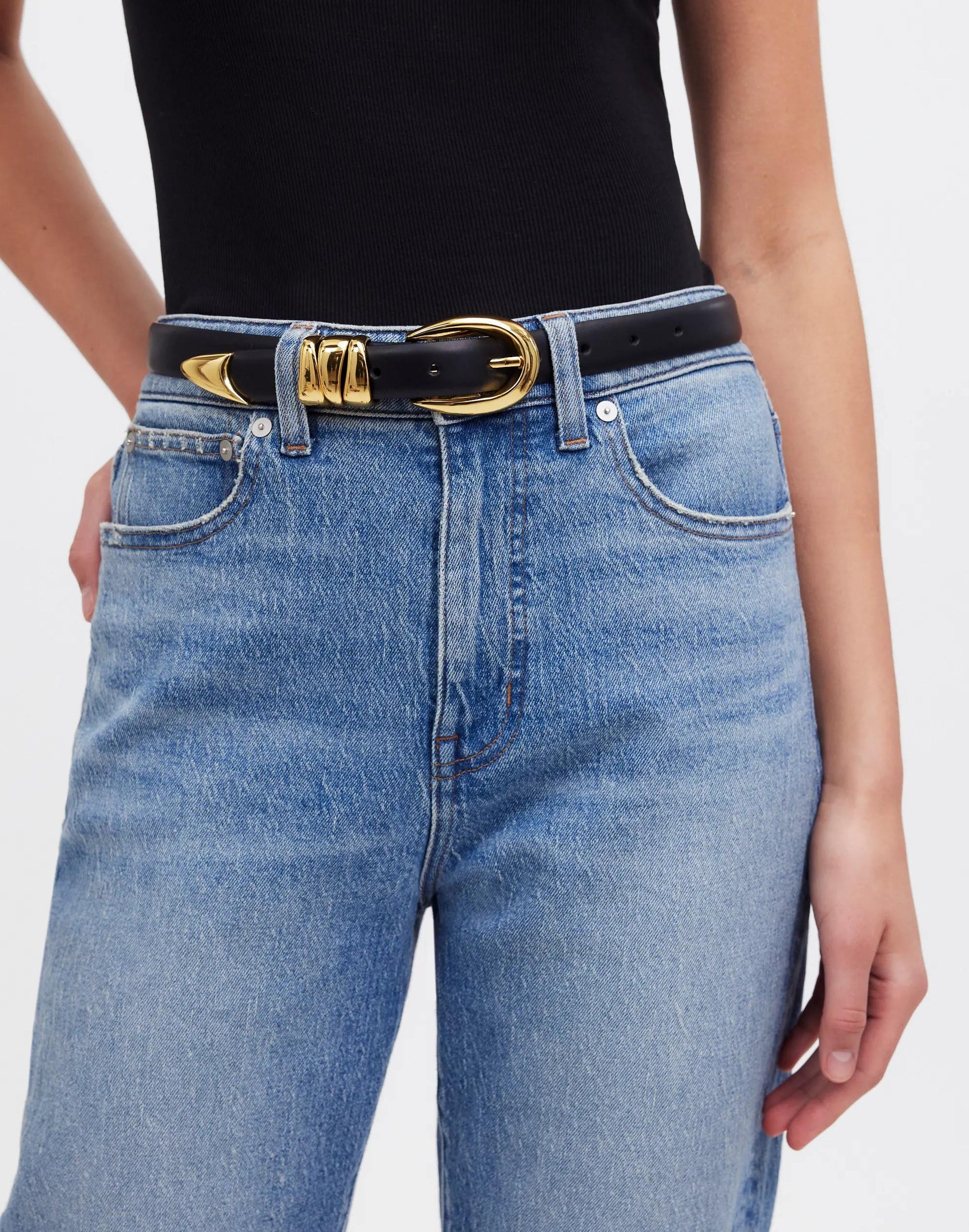 Madewell Triple Metal Keeper Belt True Black