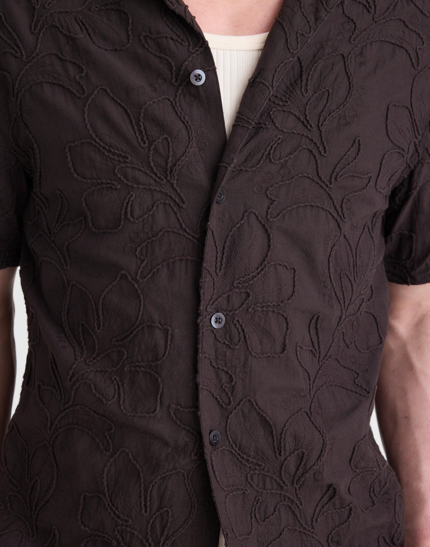 Madewell The Short-Sleeve Camp Shirt in Cotton Cool Obsidian