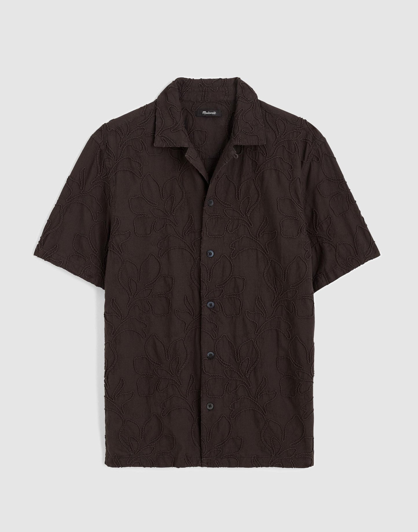 Madewell The Short-Sleeve Camp Shirt in Cotton Cool Obsidian