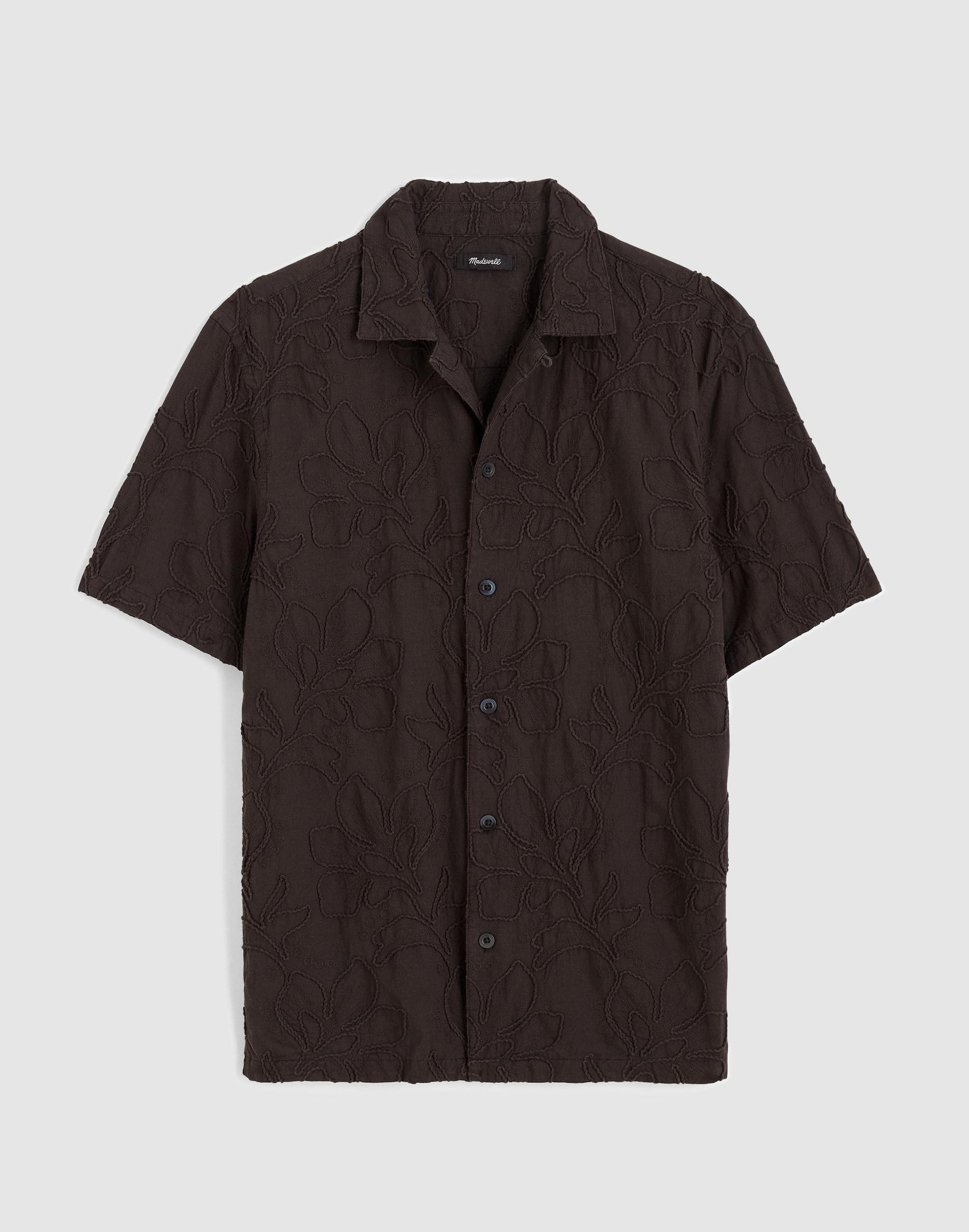 Madewell The Short-Sleeve Camp Shirt in Cotton Cool Obsidian