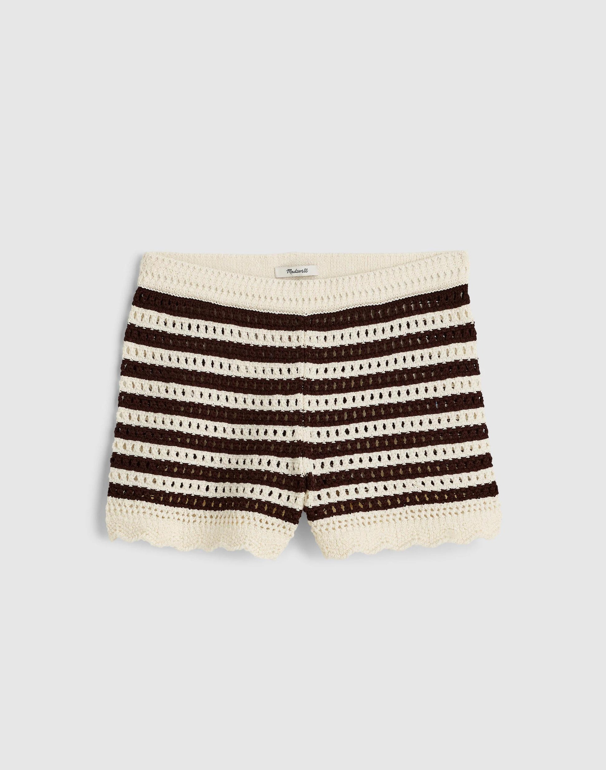 Madewell Madewell x Shopbop Pointelle-Knit Shorts Brown And Ivory Stripe