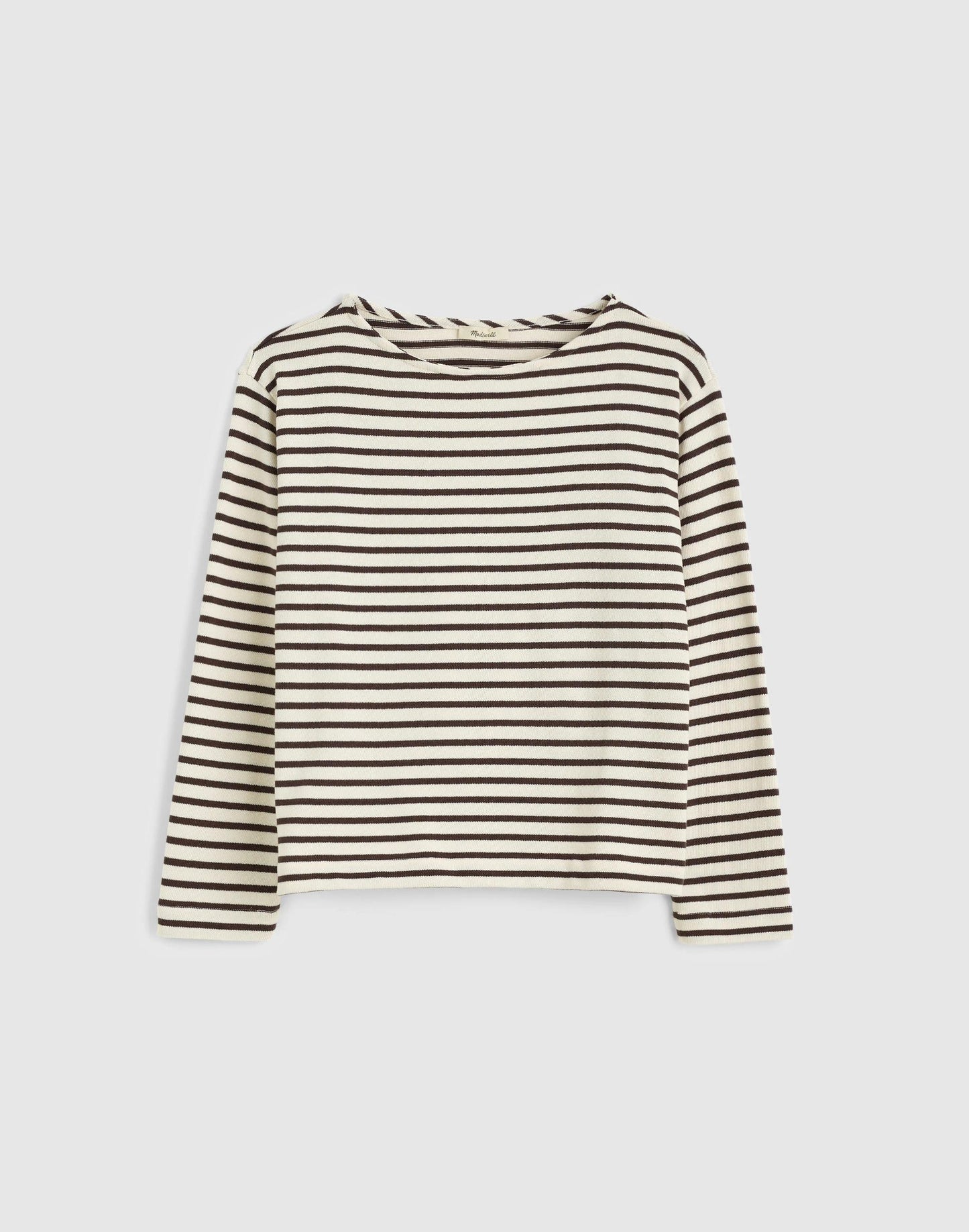 Madewell Striped Boatneck Long-Sleeve Tee Choc Plum