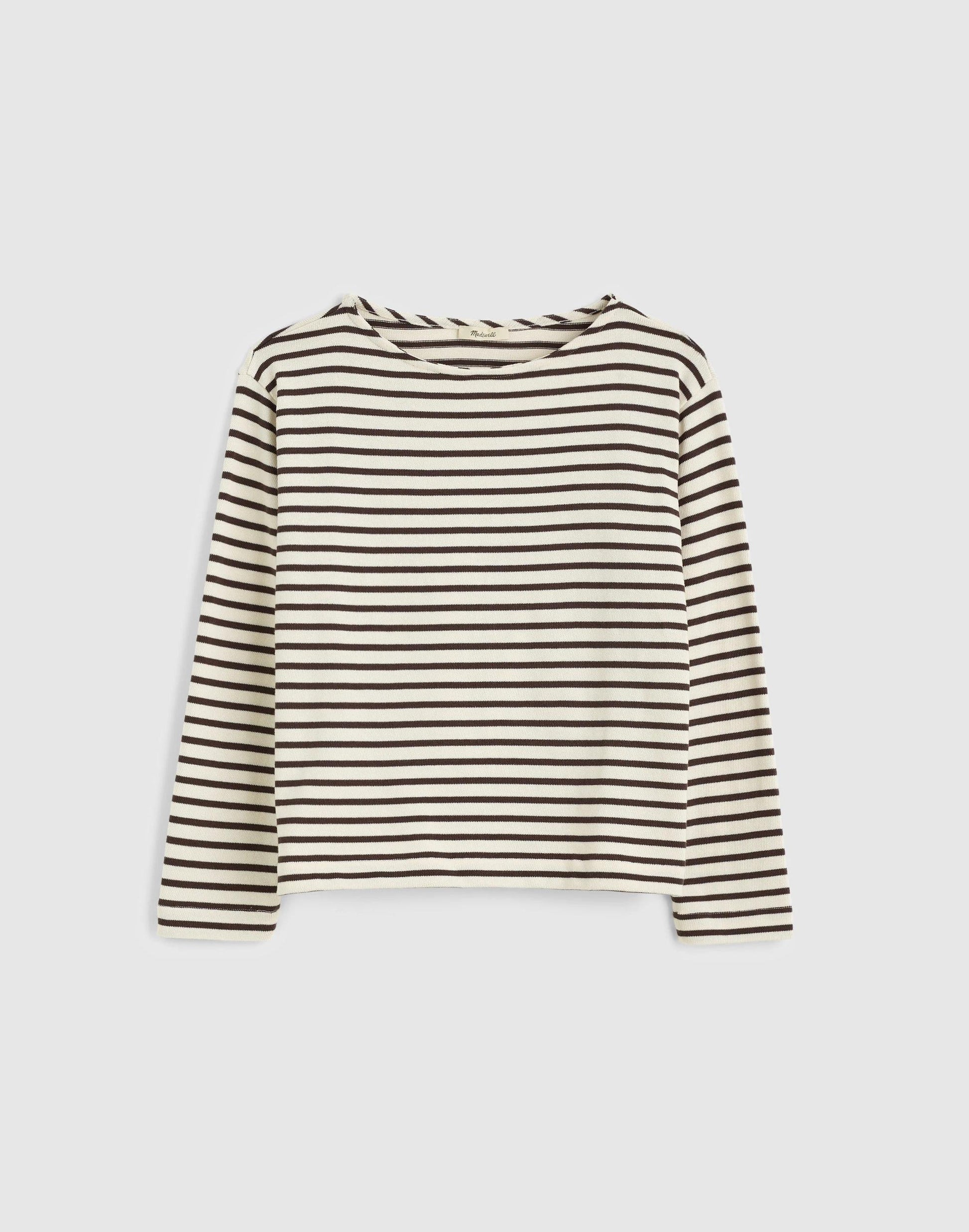 Madewell Striped Boatneck Long-Sleeve Tee Choc Plum
