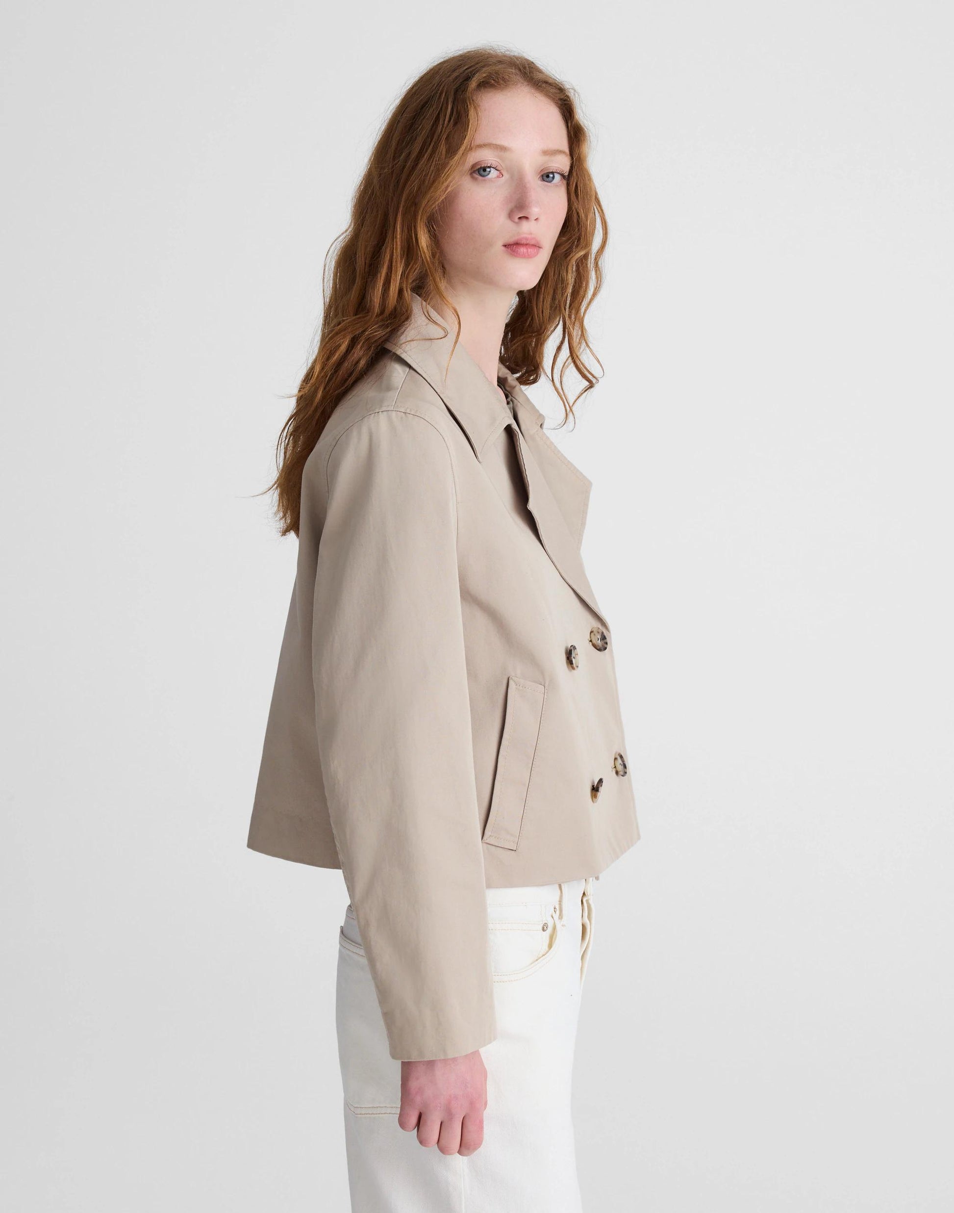 Madewell Cropped Trench Coat Coastal Dune