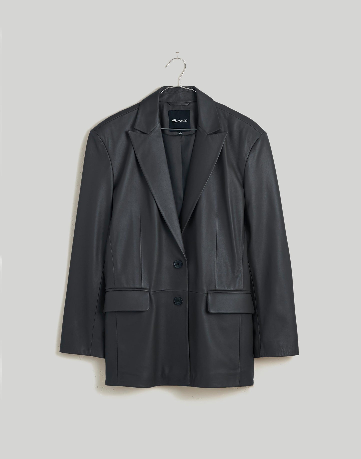 Madewell The Bedford Oversized Blazer in Leather True Black
