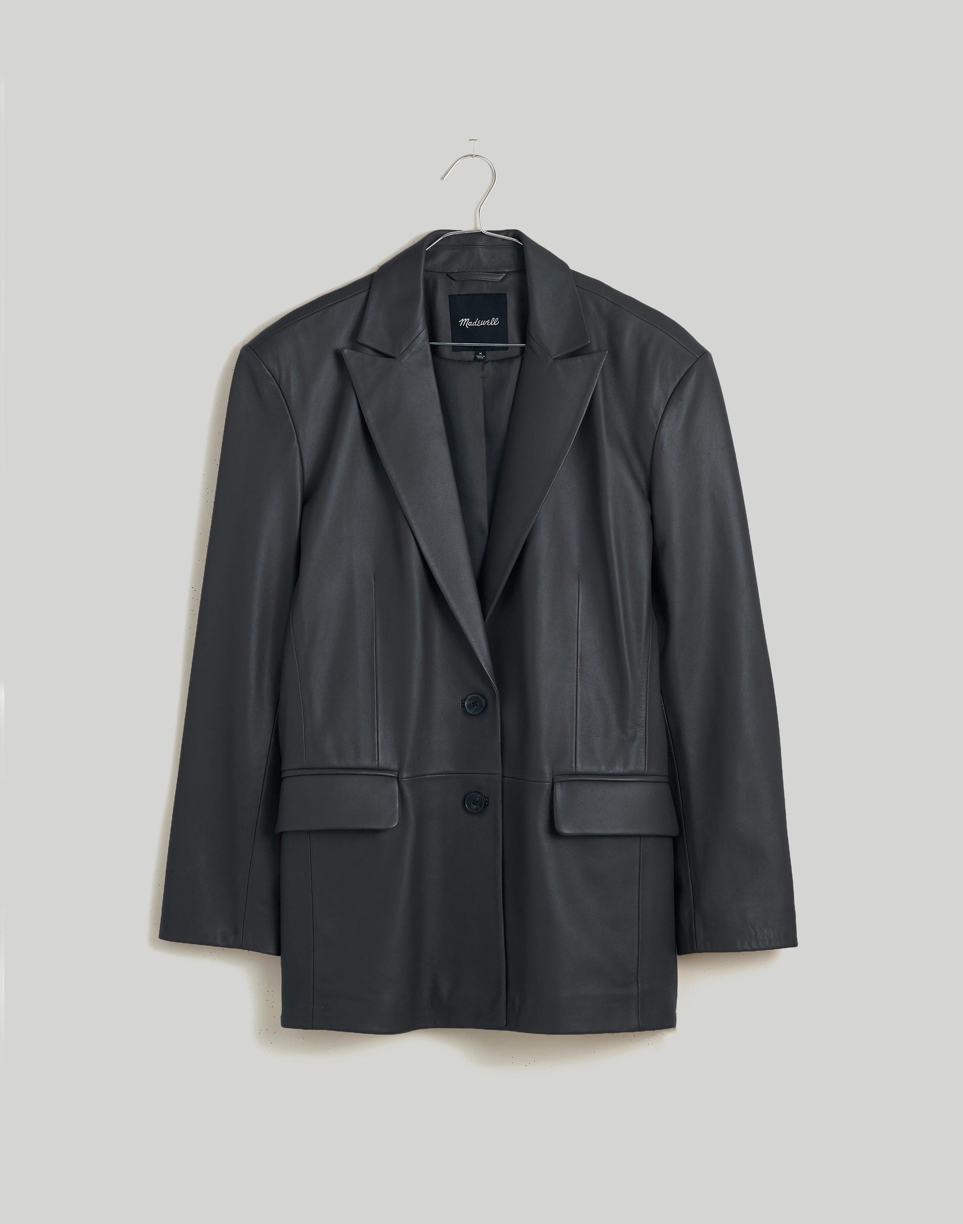 Madewell The Bedford Oversized Blazer in Leather True Black