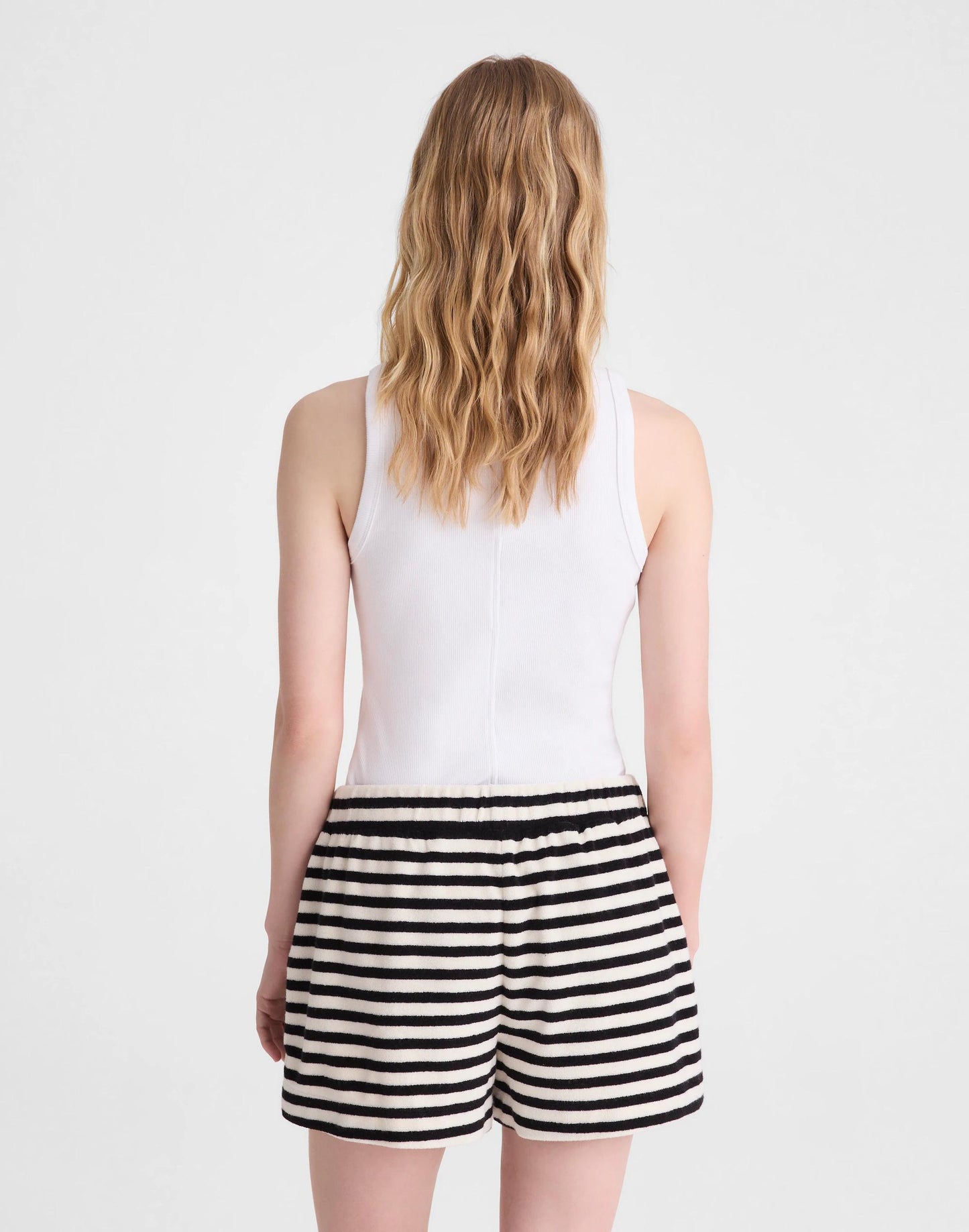Madewell Pull-On Shorts in Terry Black Ivory