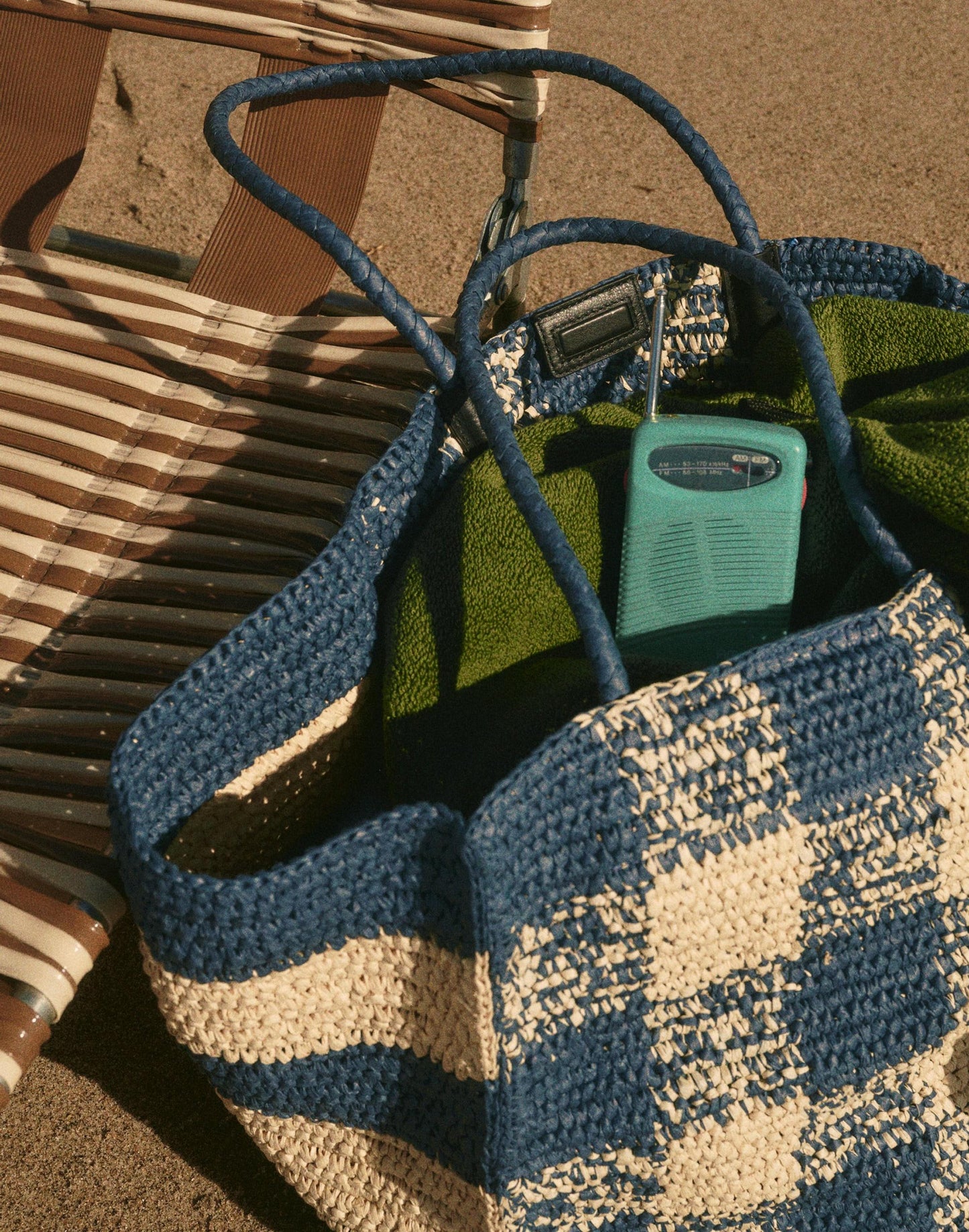 Madewell Handwoven Oversized Tote Navy Multi