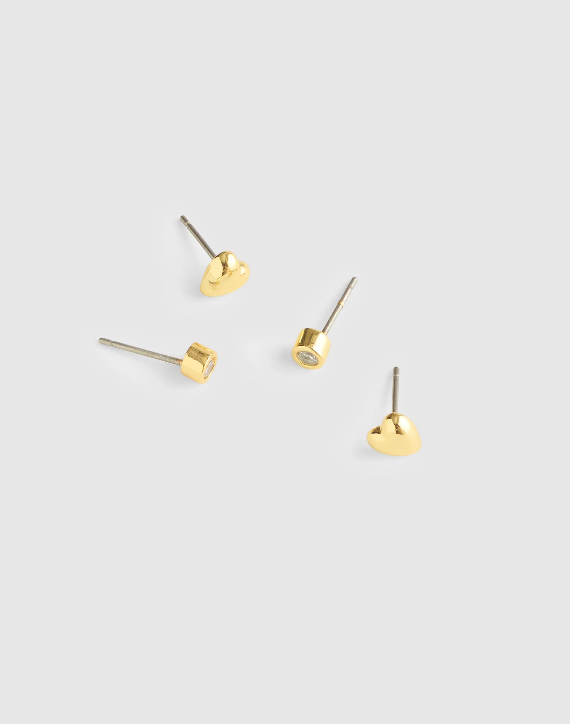 Madewell Heart Stud Earring Set Warm Gold