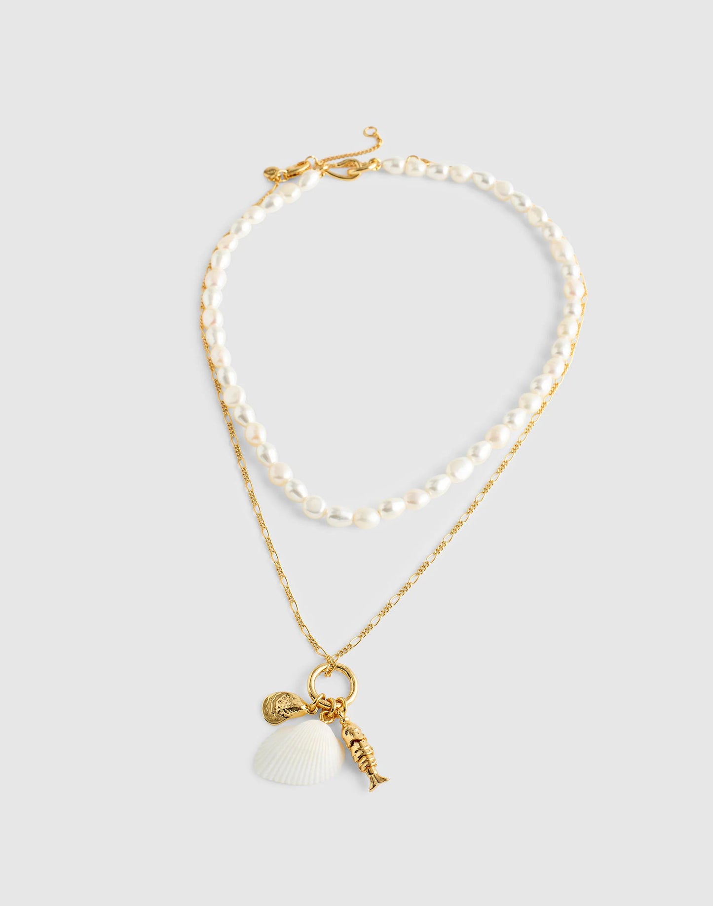 Madewell Madewell x Shopbop Beaded Shell Necklace Set Antique Gold