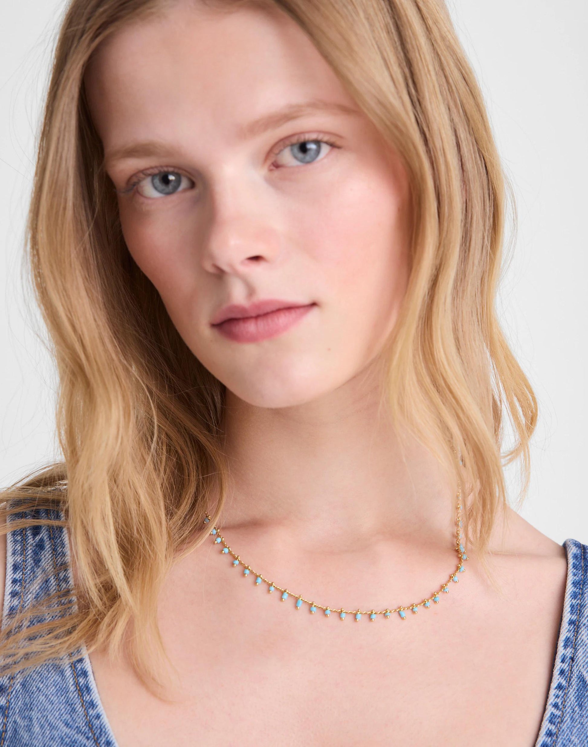 Madewell Enamel Chain Choker Necklace Turquoise Multi