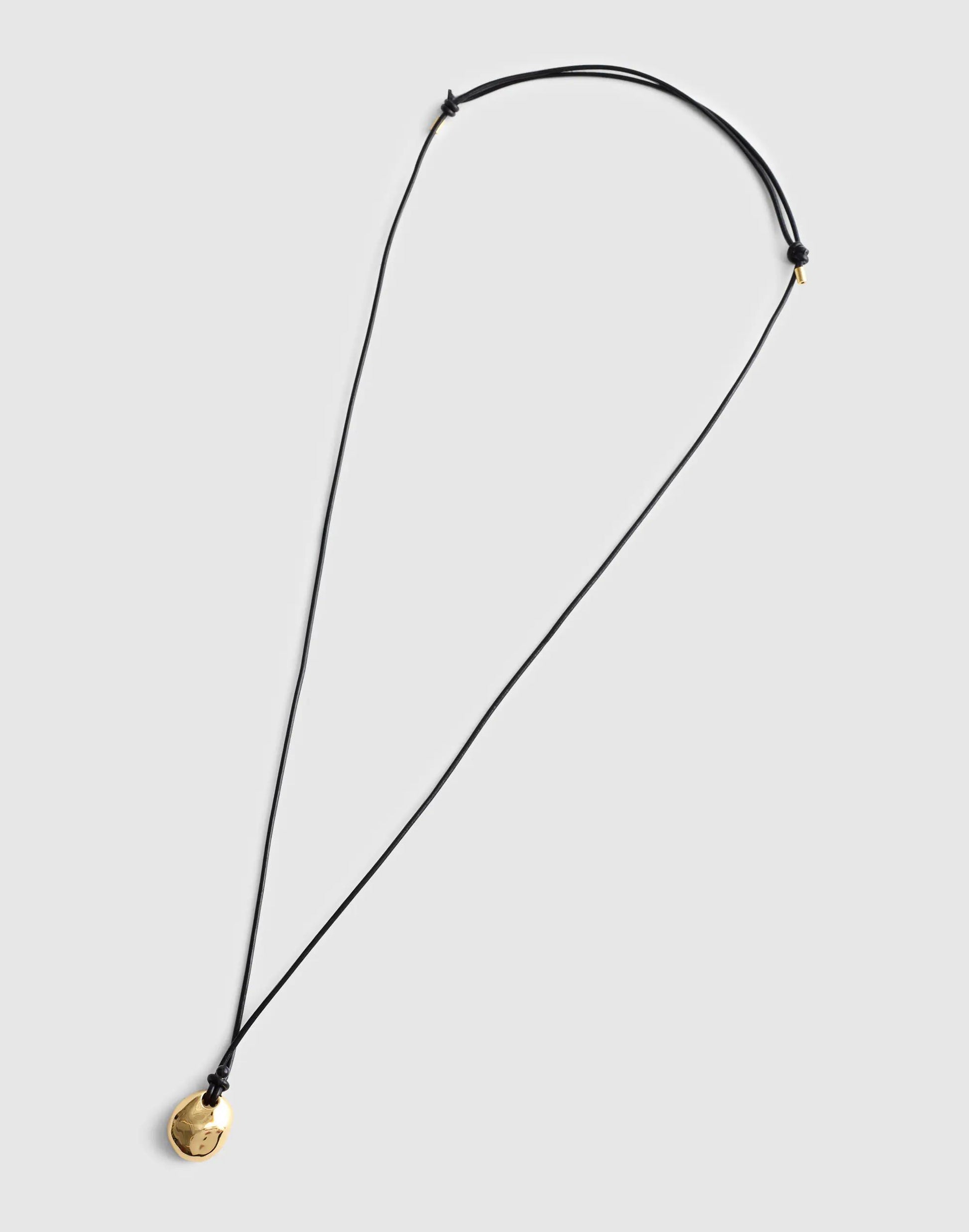 Madewell Sculptural Pendant Leather Necklace Antique Gold